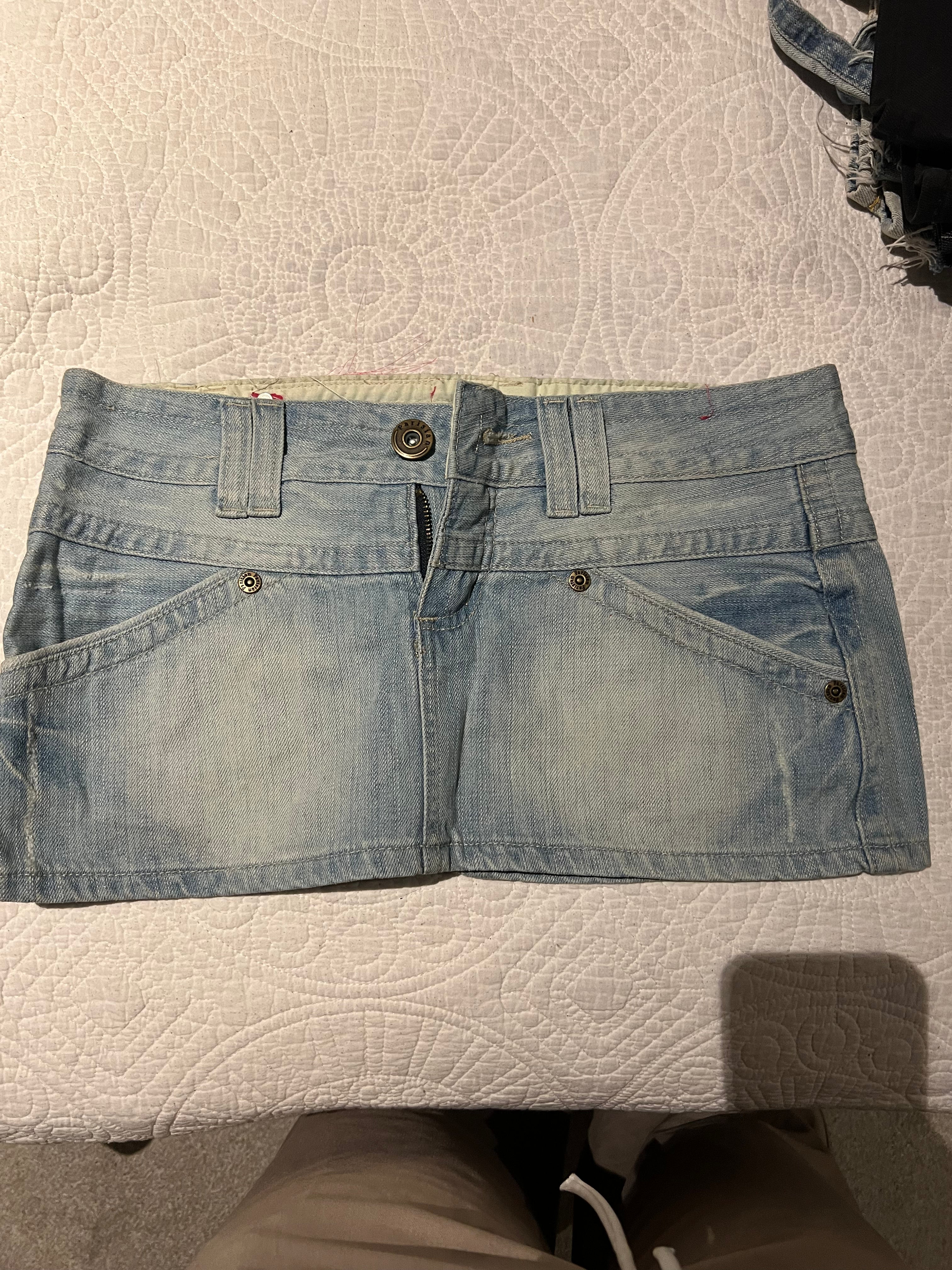 Light denim mini skirt