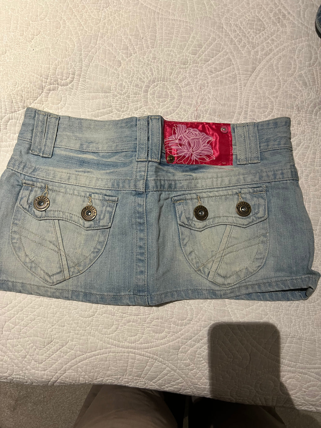 Light denim mini skirt