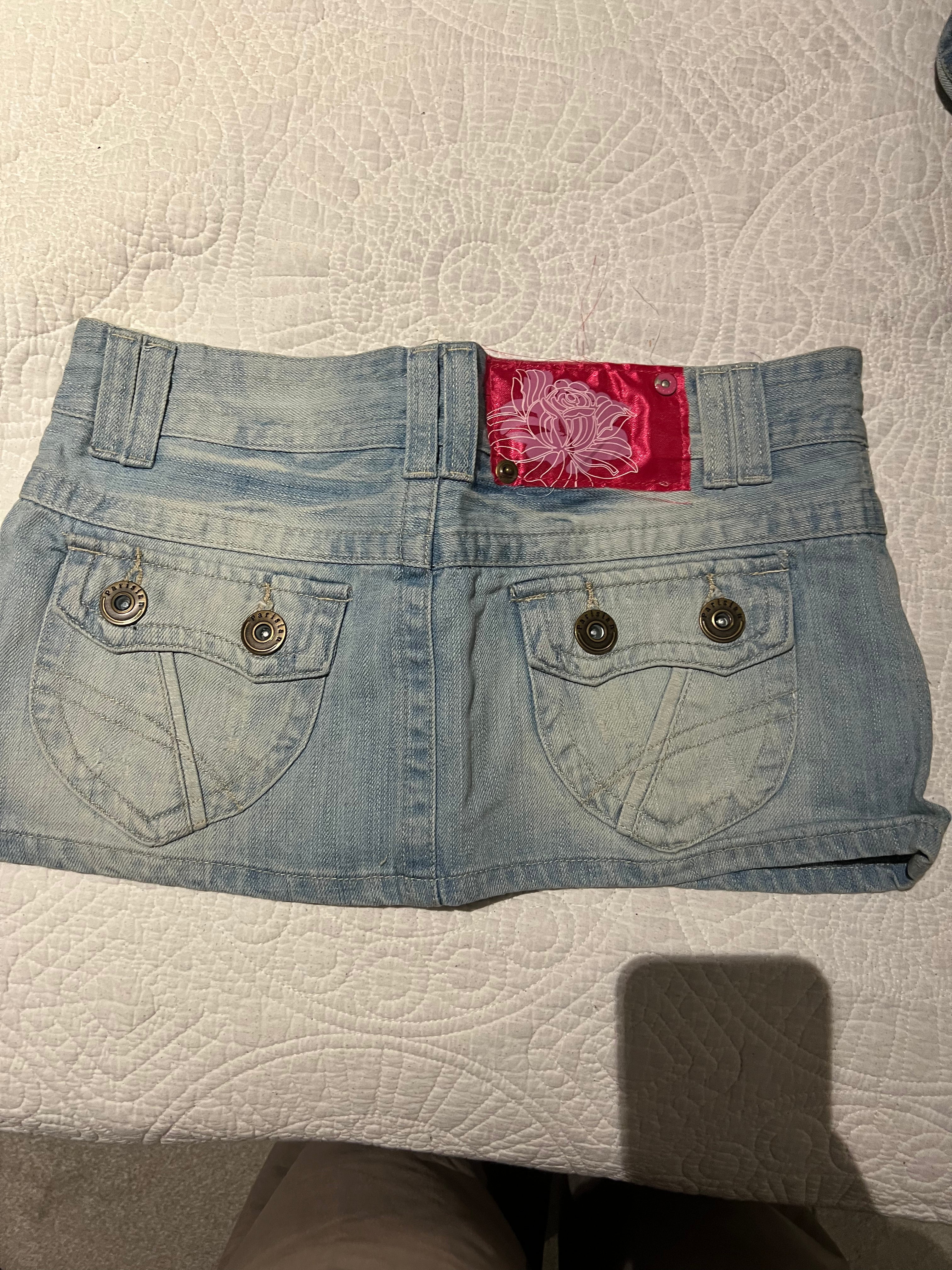 Light denim mini skirt