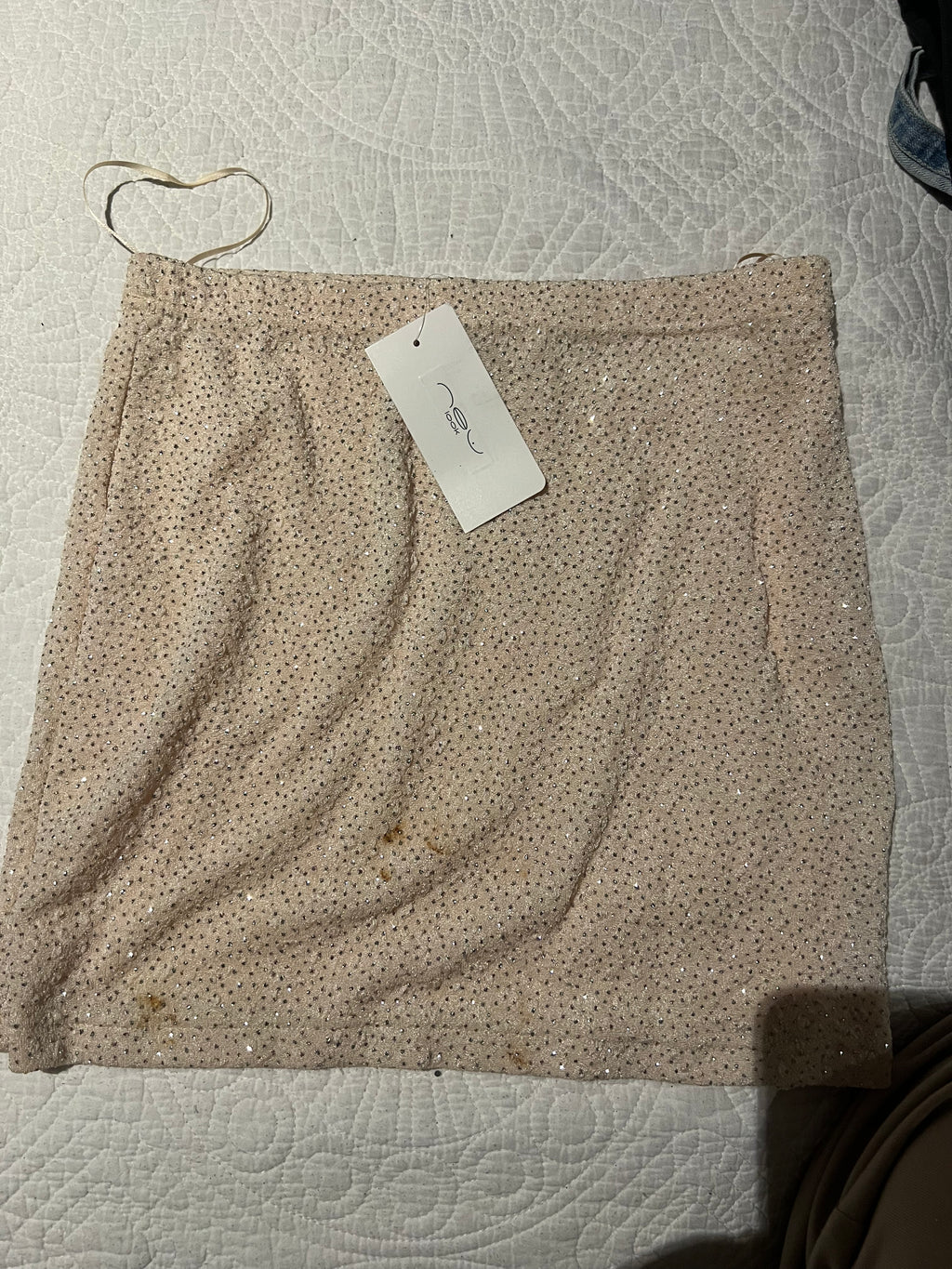 Nude diamonte mini skirt