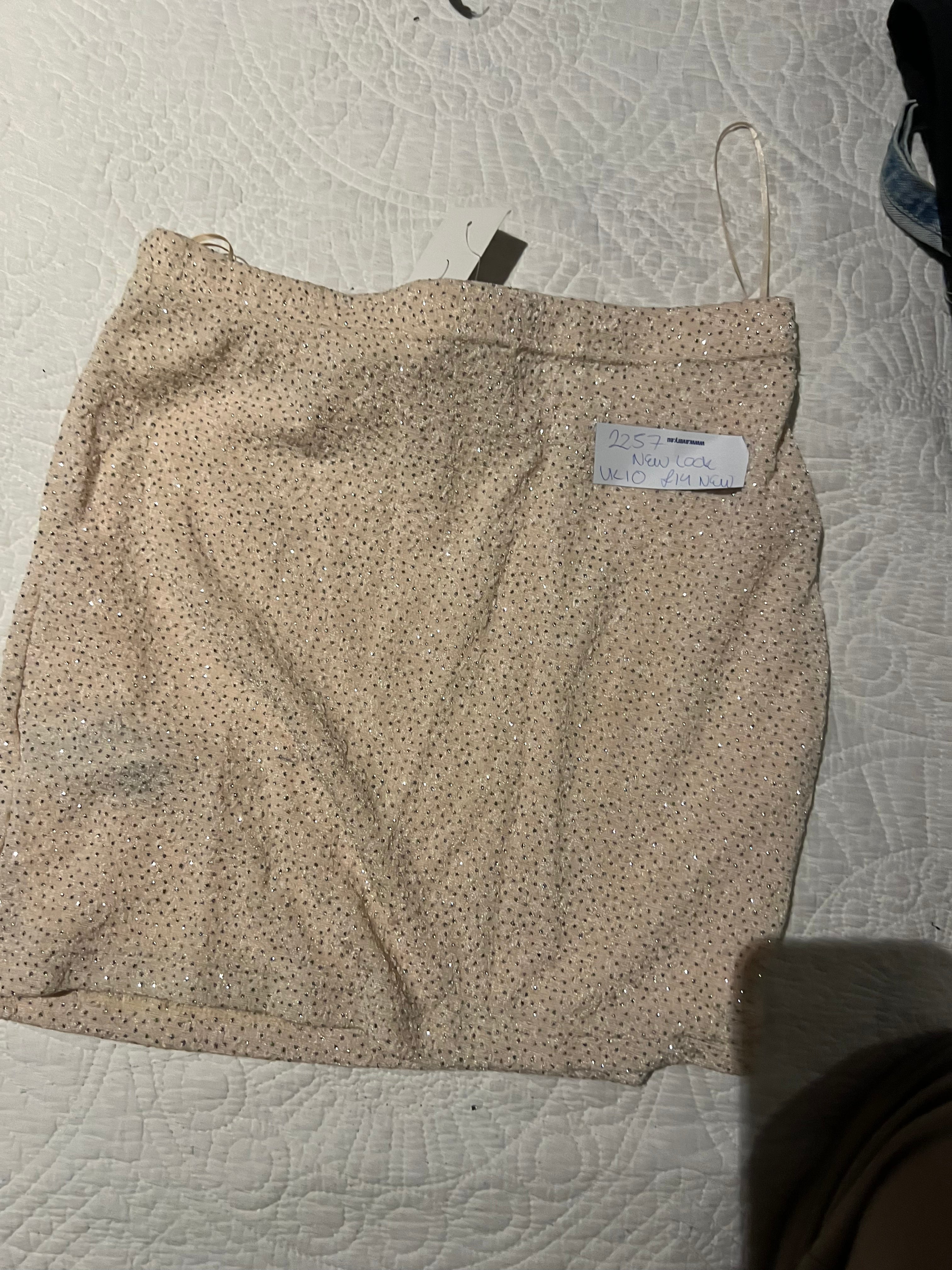 Nude diamonte mini skirt