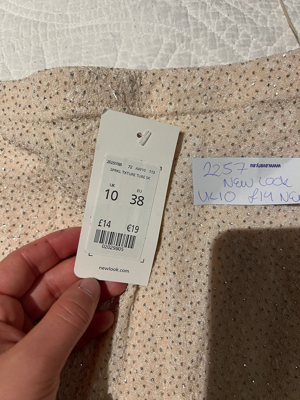 Nude diamonte mini skirt