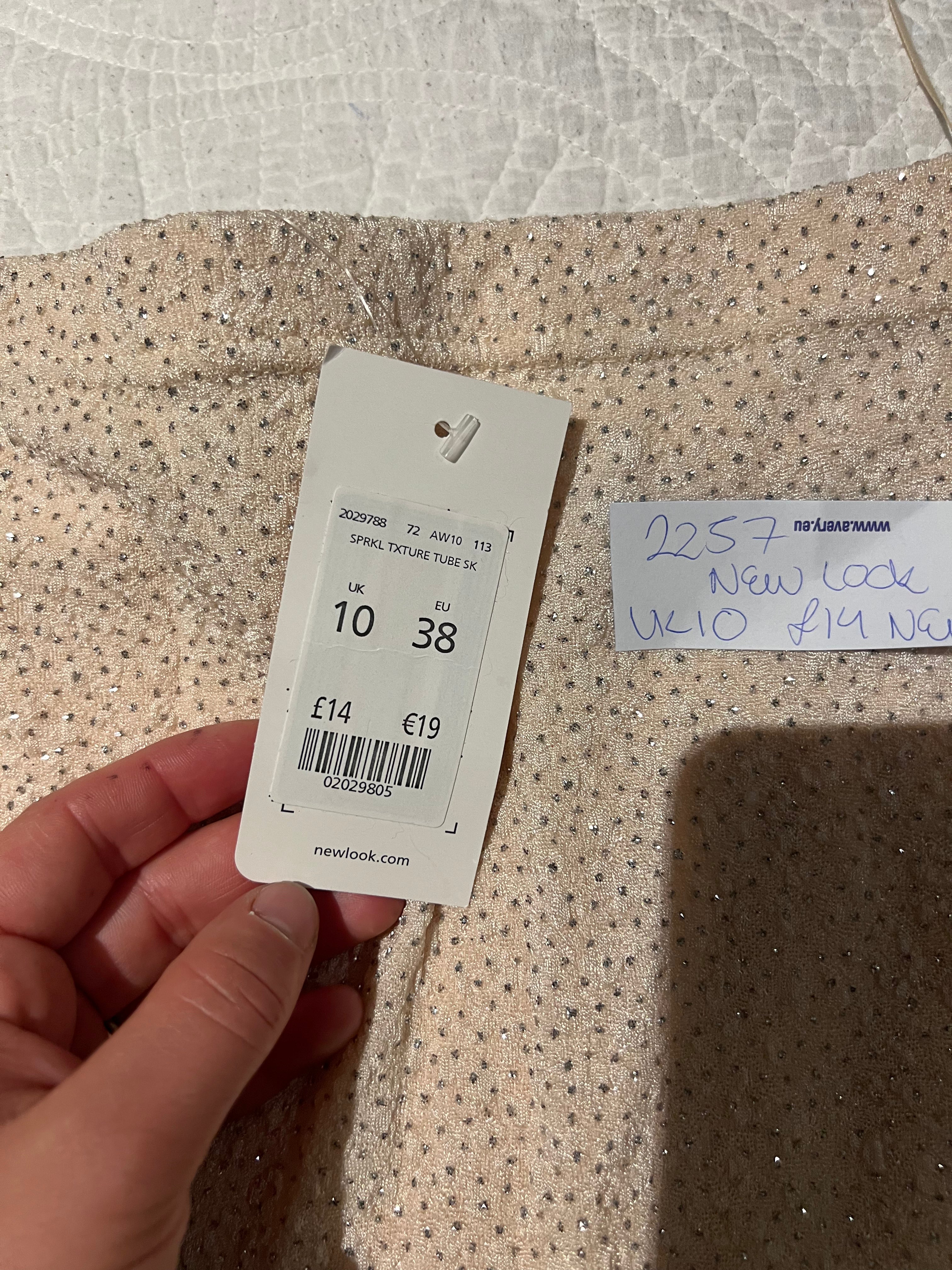 Nude diamonte mini skirt