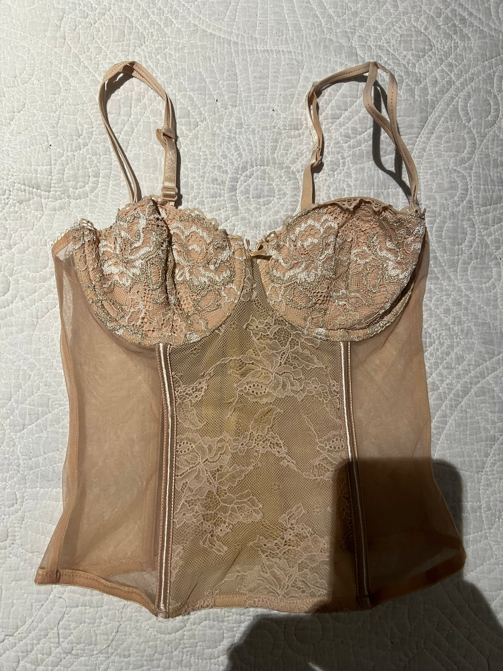 Nude lace corset top