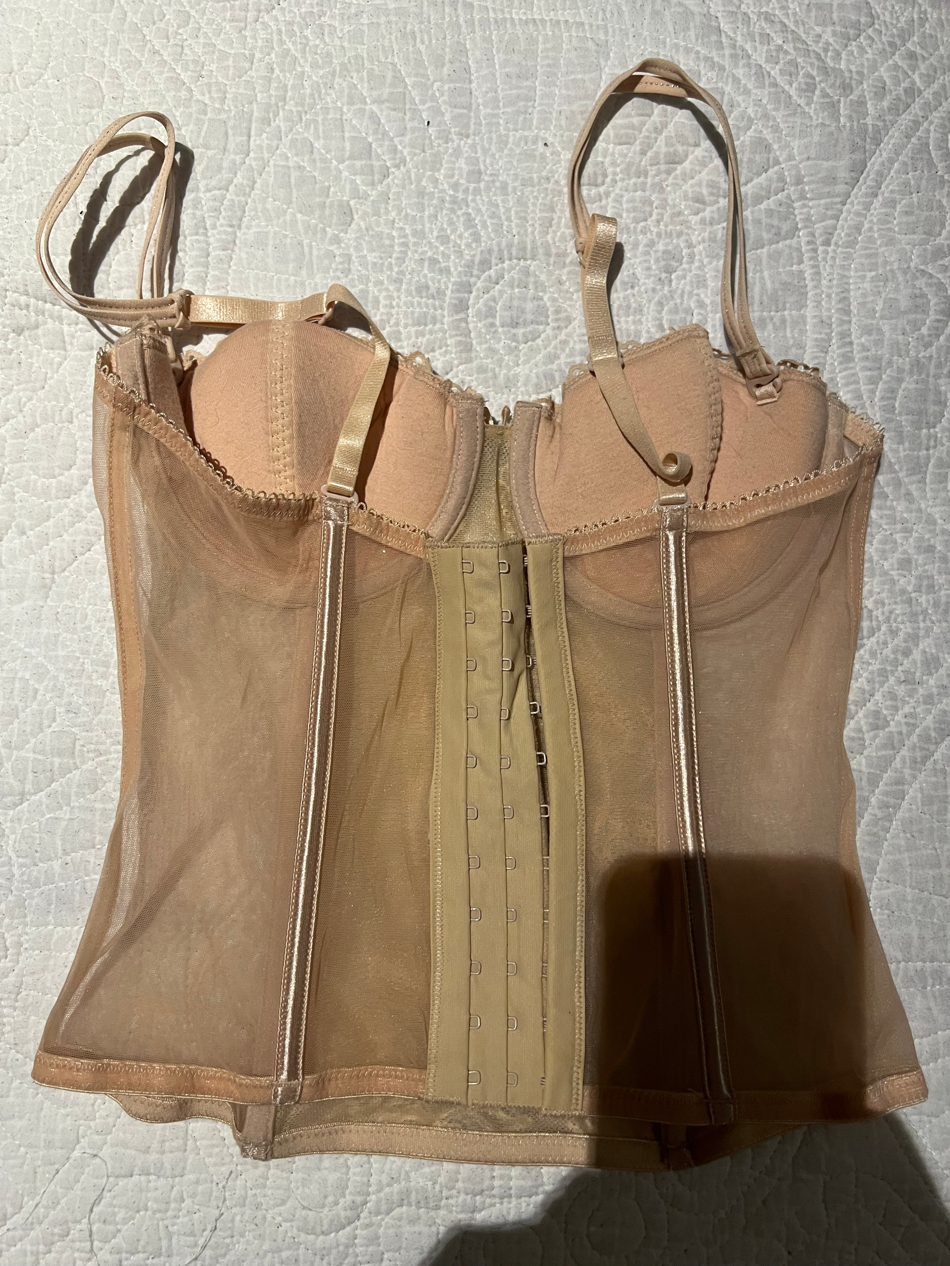 Nude lace corset top