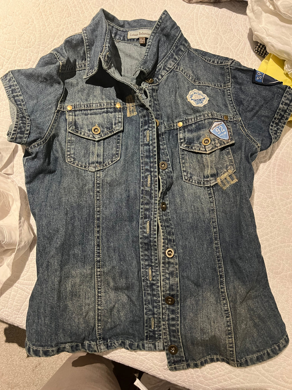 Denim button up top