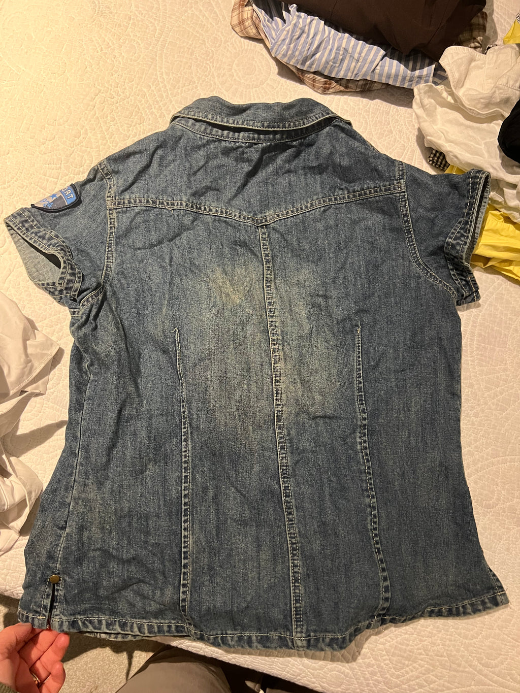 Denim button up top