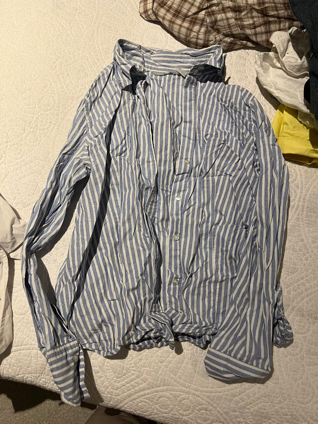 White/blue stripped shirt