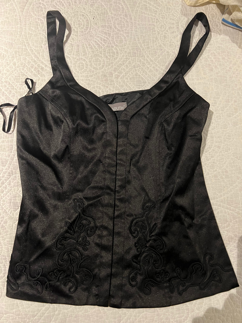 Black satin top