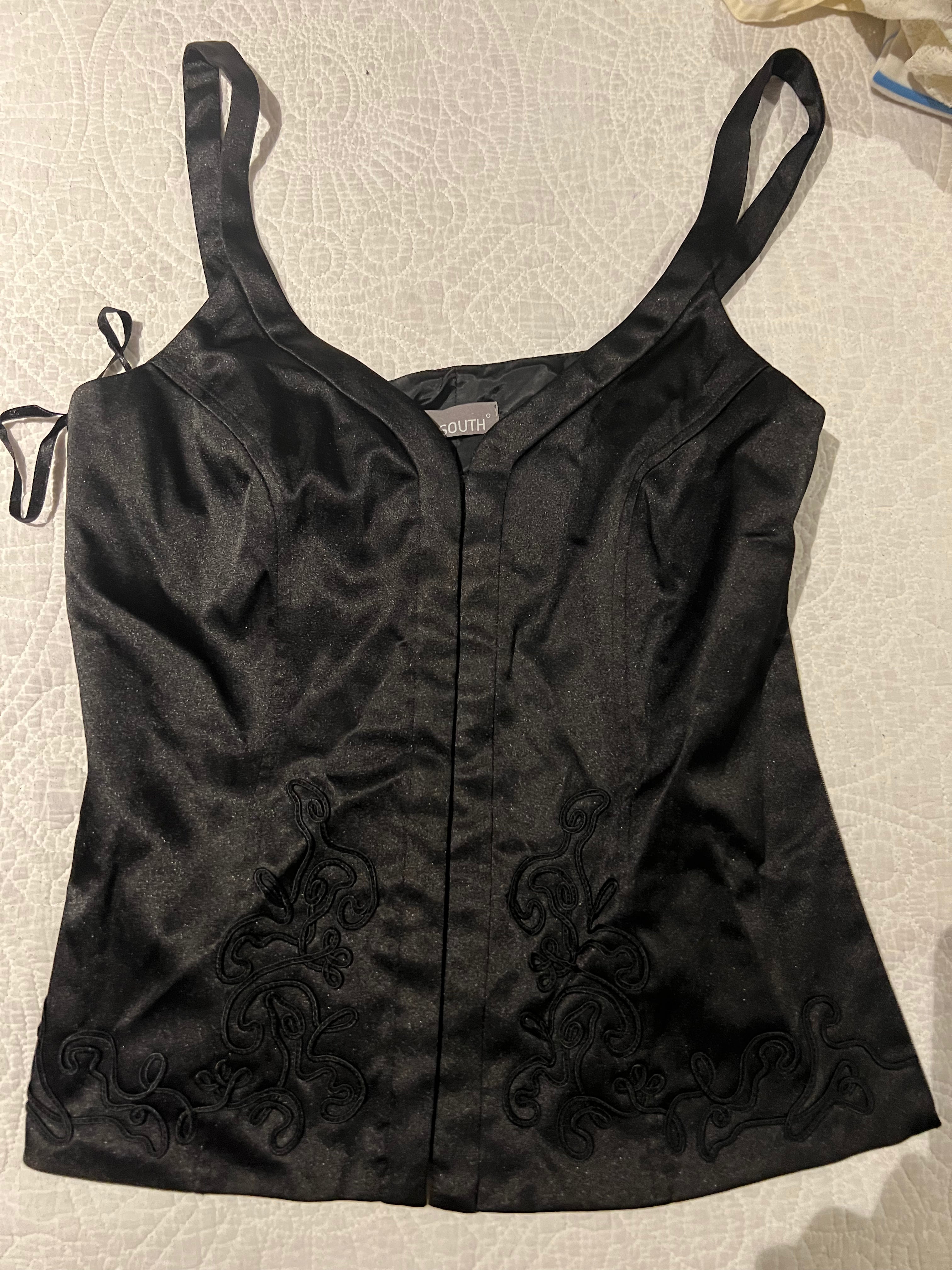 Black satin top