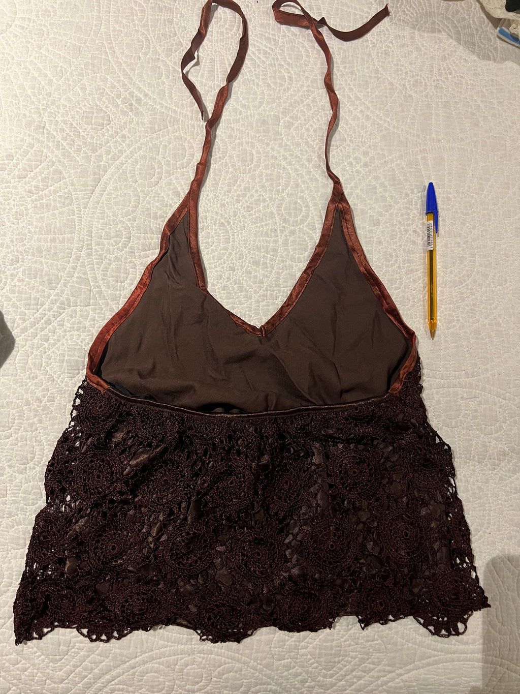 Brown halter neck top