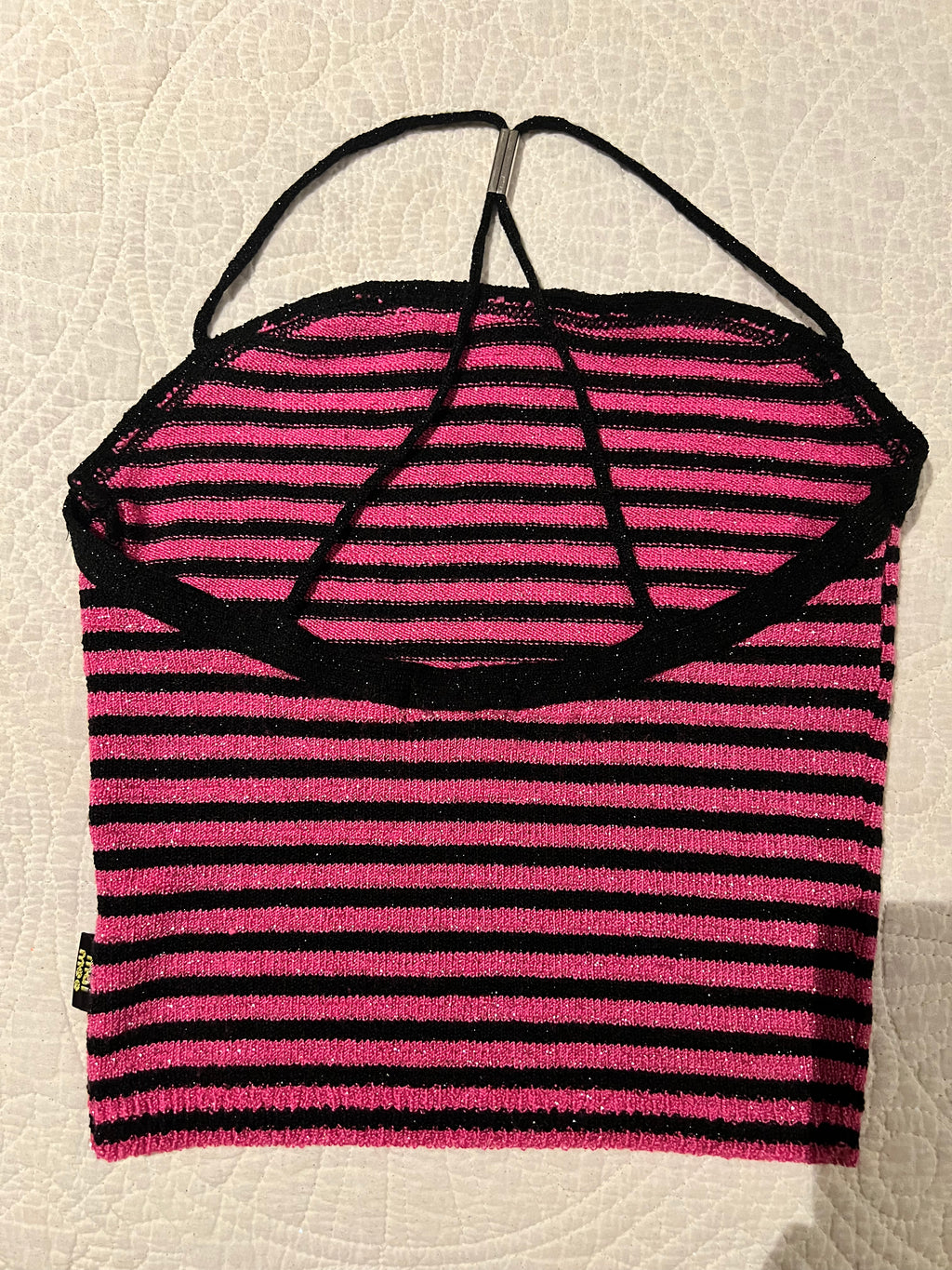 Pink/black crop top