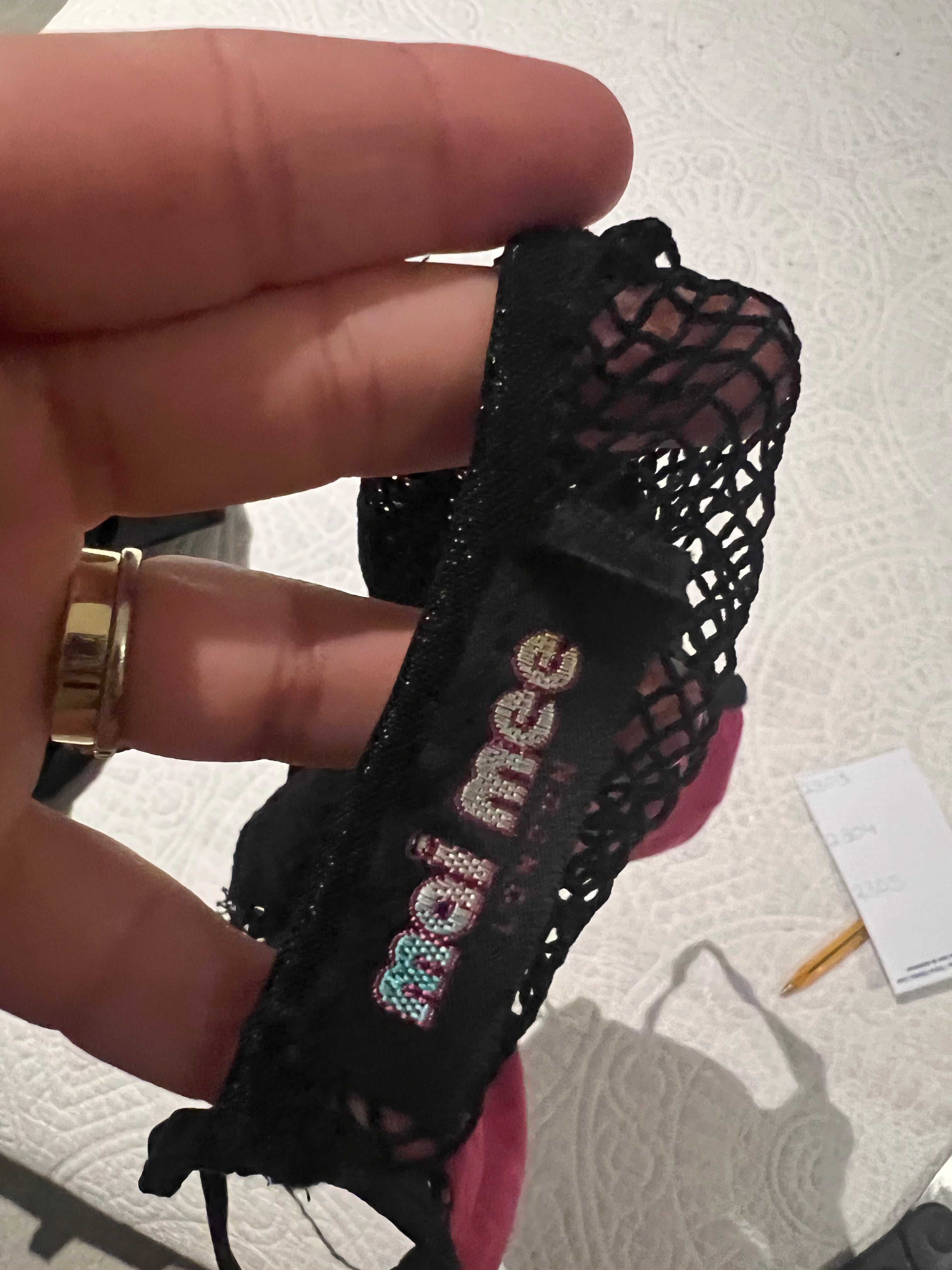 Pink/black sheer top