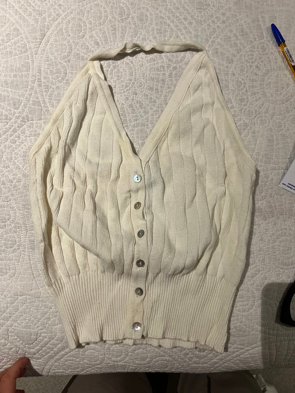 Cream button up top