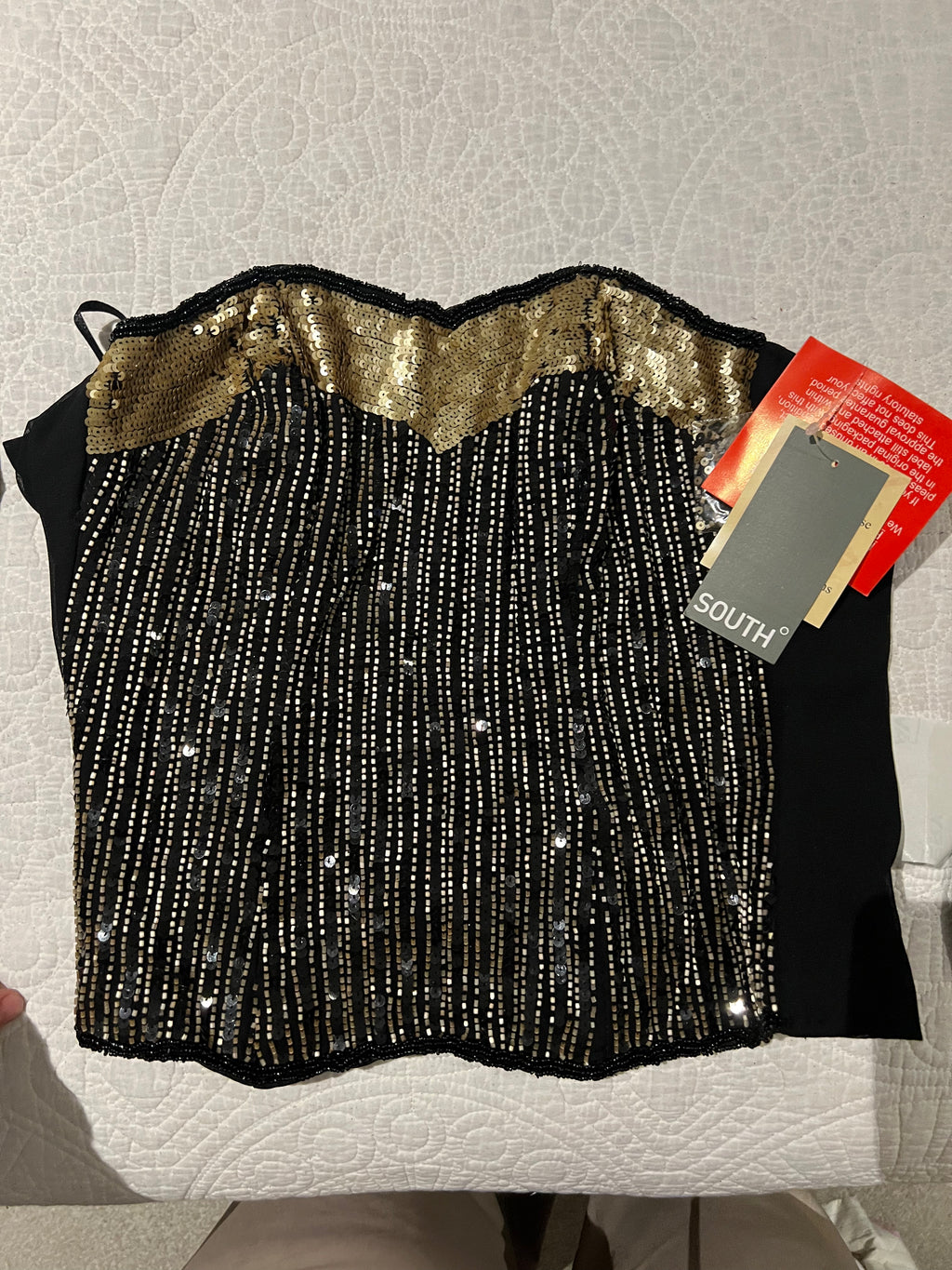 Black/gold top with beads
