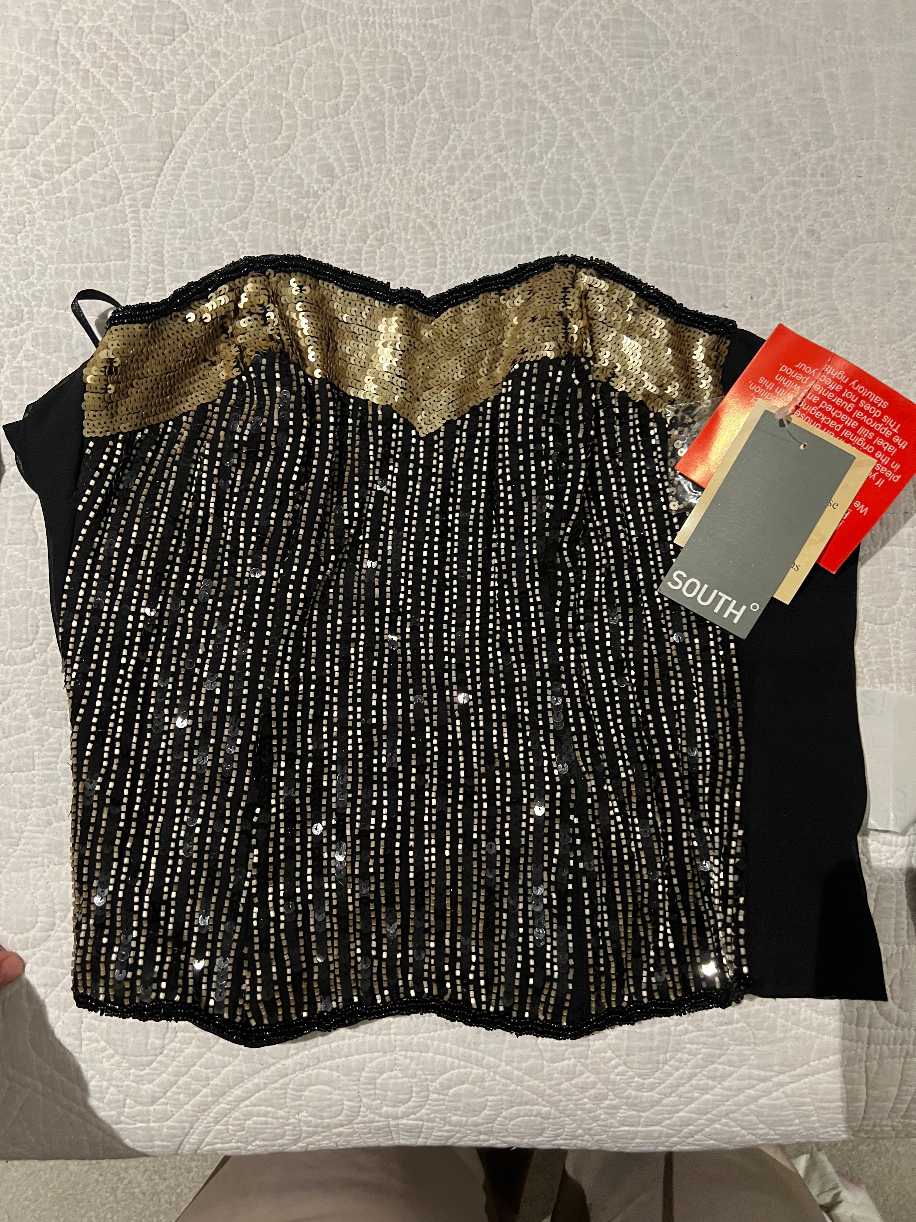 Black/gold top with beads