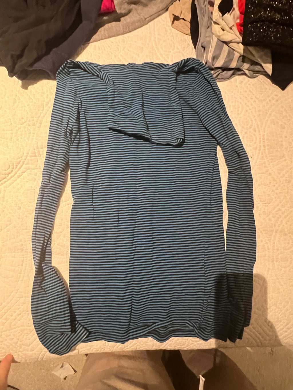 Blue stripped turtle neck top