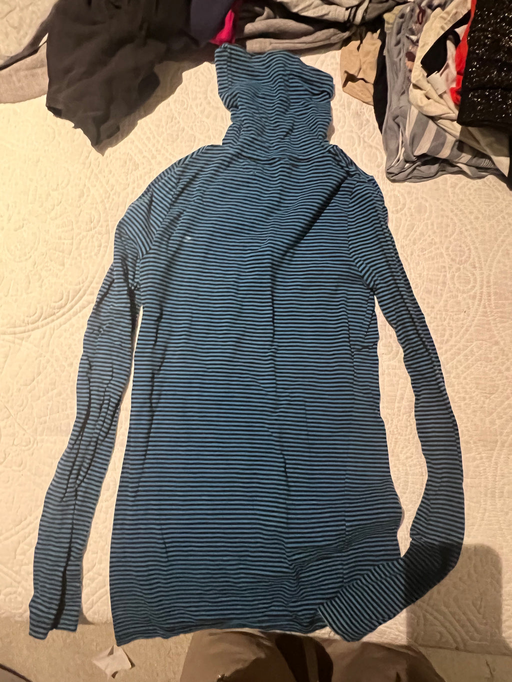 Blue stripped turtle neck top