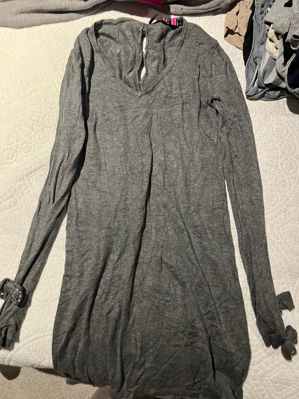 Grey long sleeve top dress