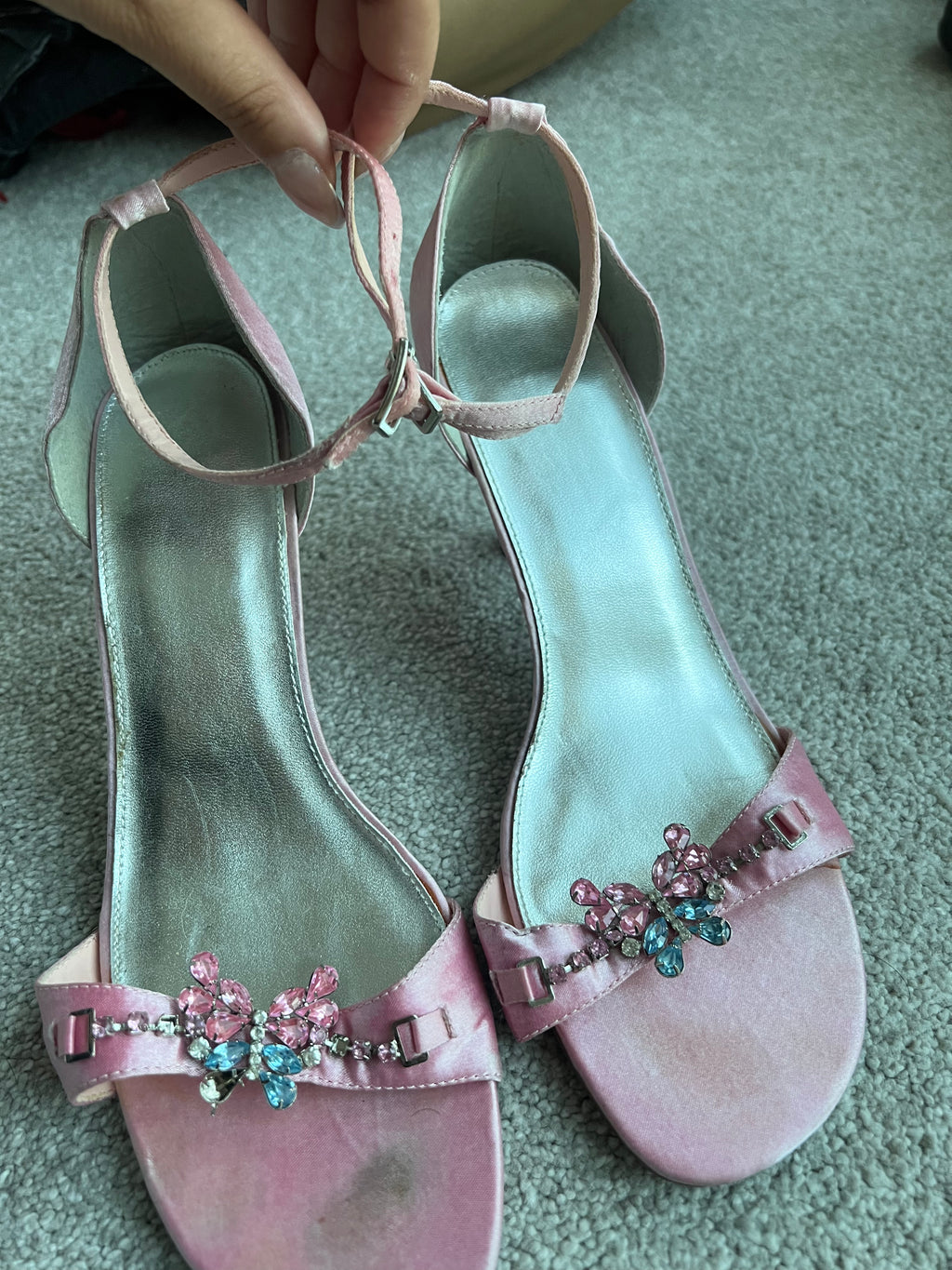 Pink heels with butterfly jewels