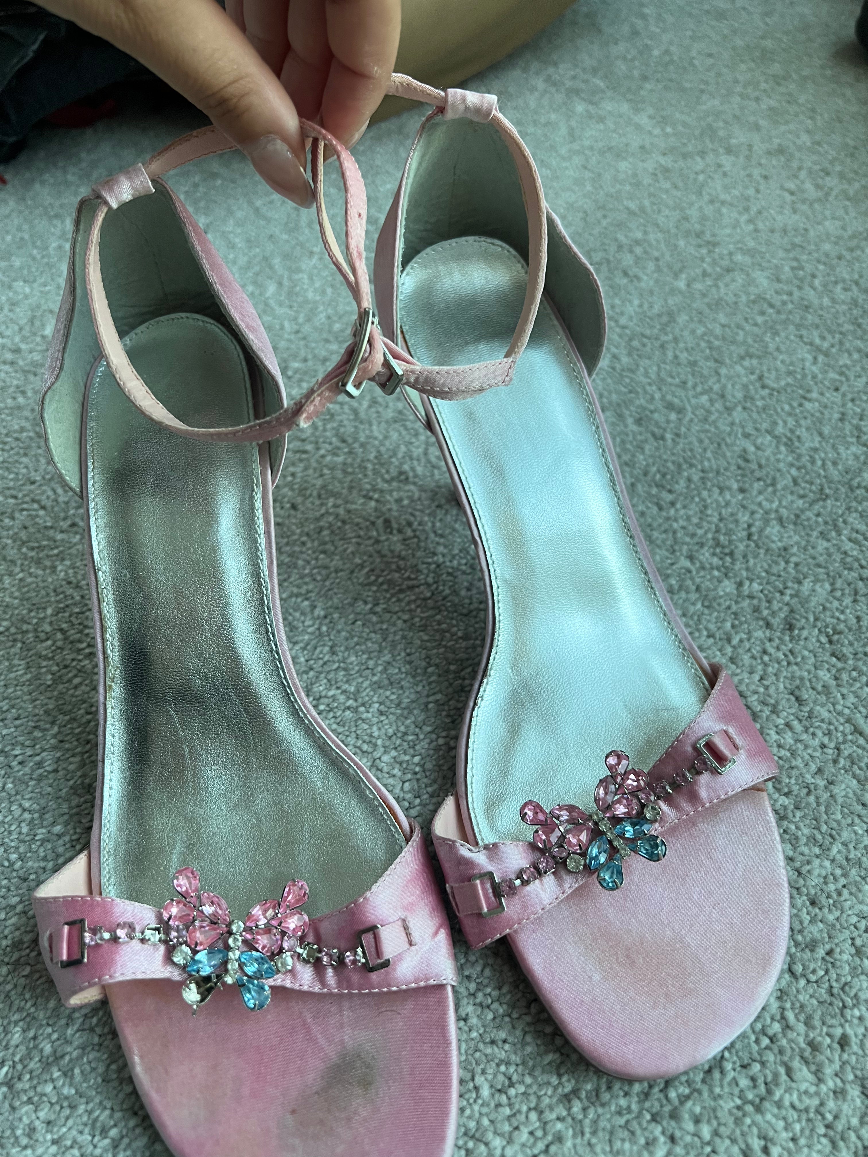 Pink heels with butterfly jewels