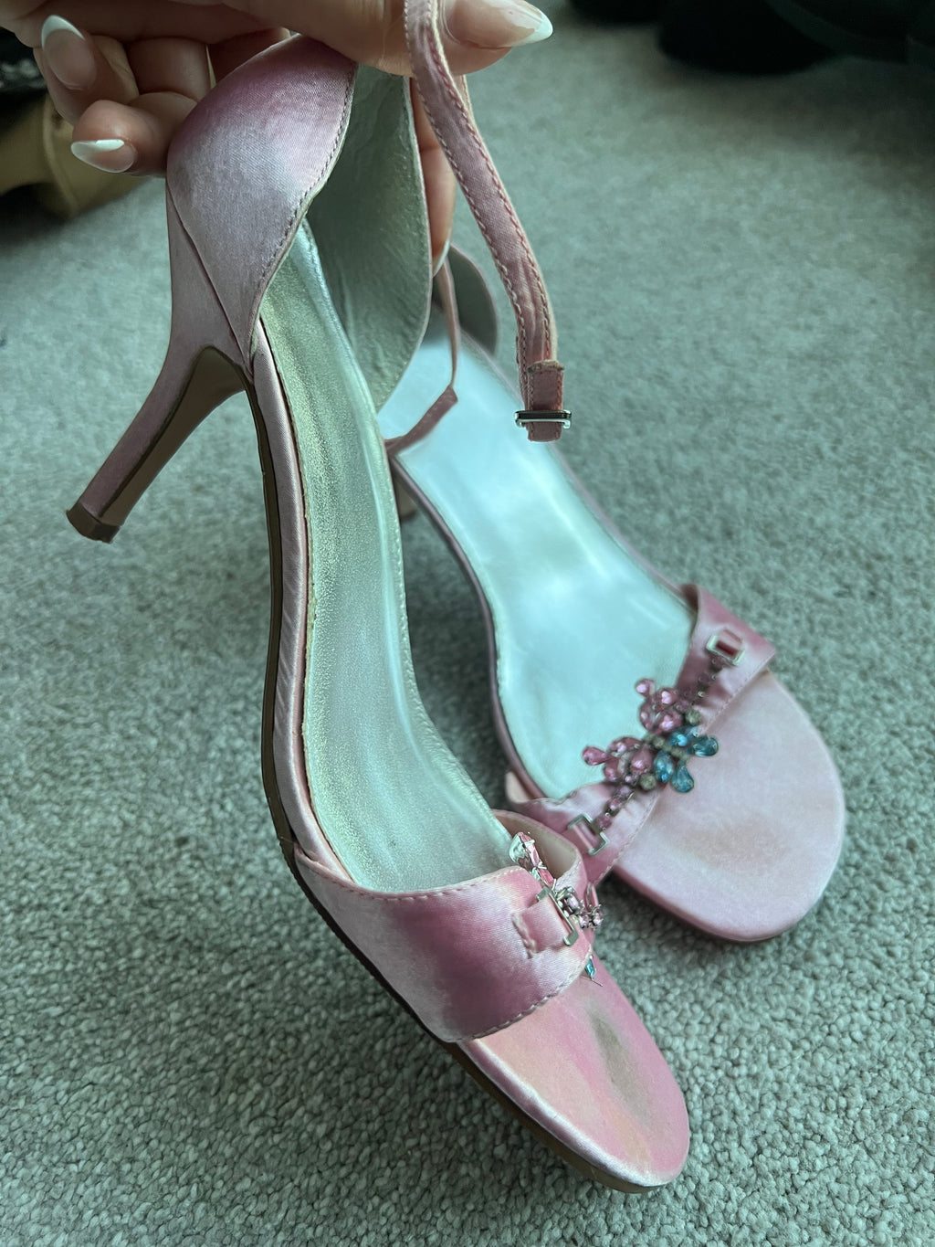 Pink heels with butterfly jewels