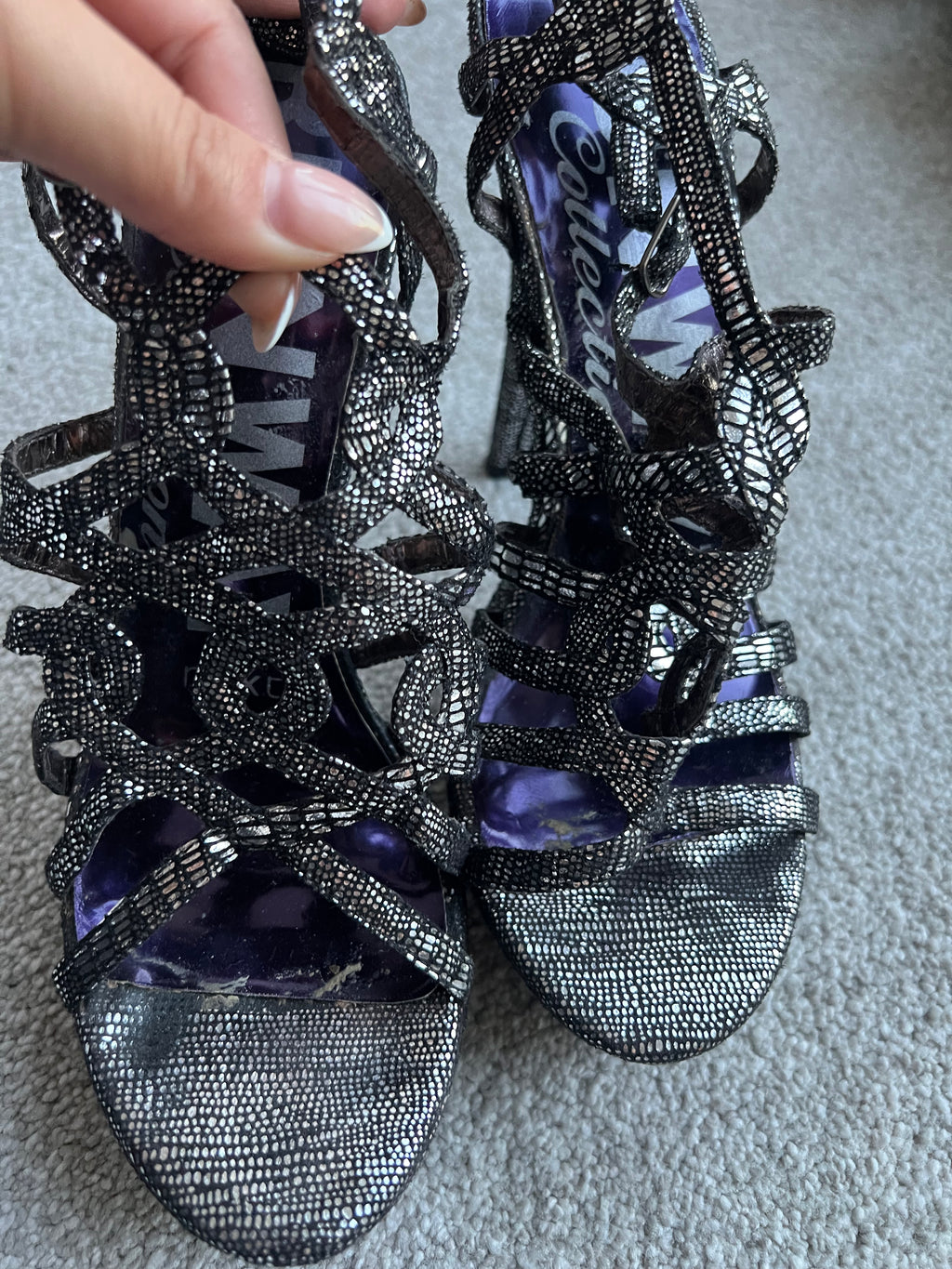 Black glitter heels