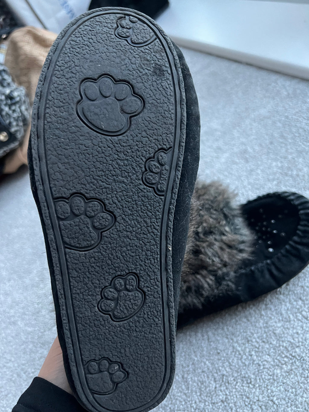 Black boots with faux fur