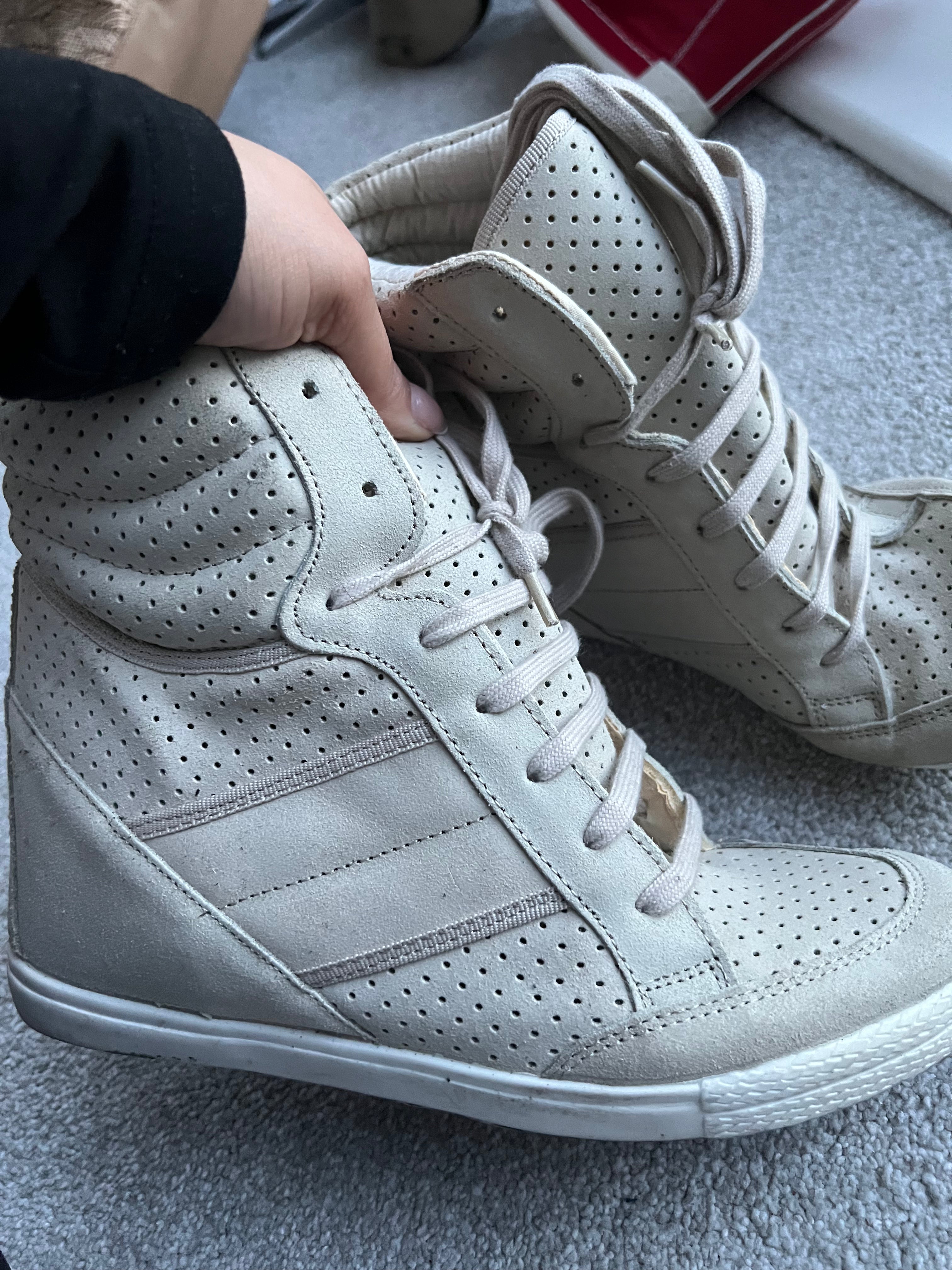 Cream wedge sneakers