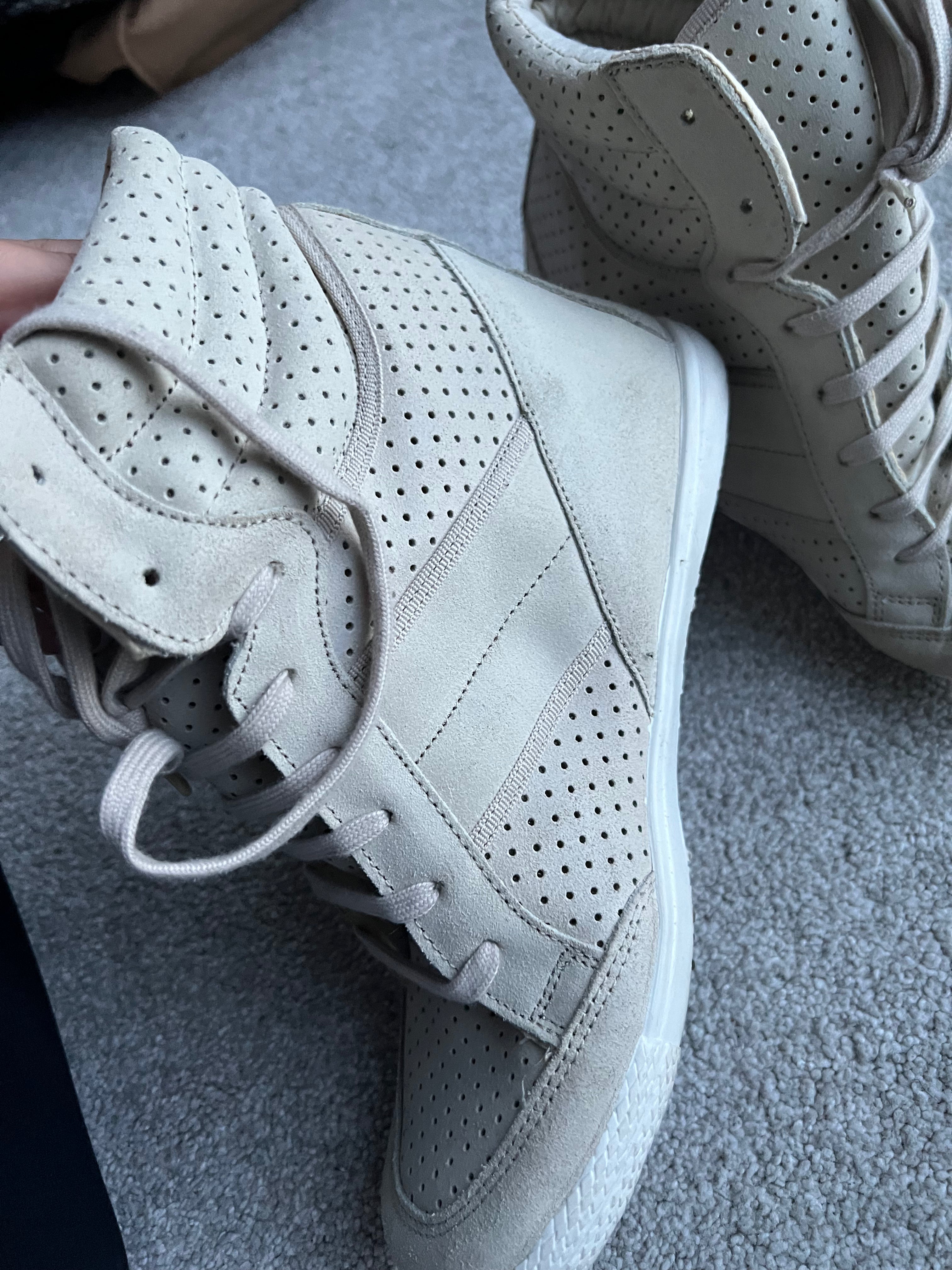 Cream wedge sneakers