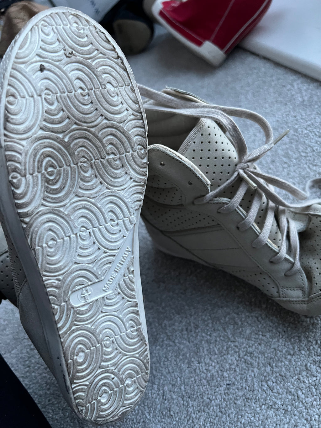 Cream wedge sneakers