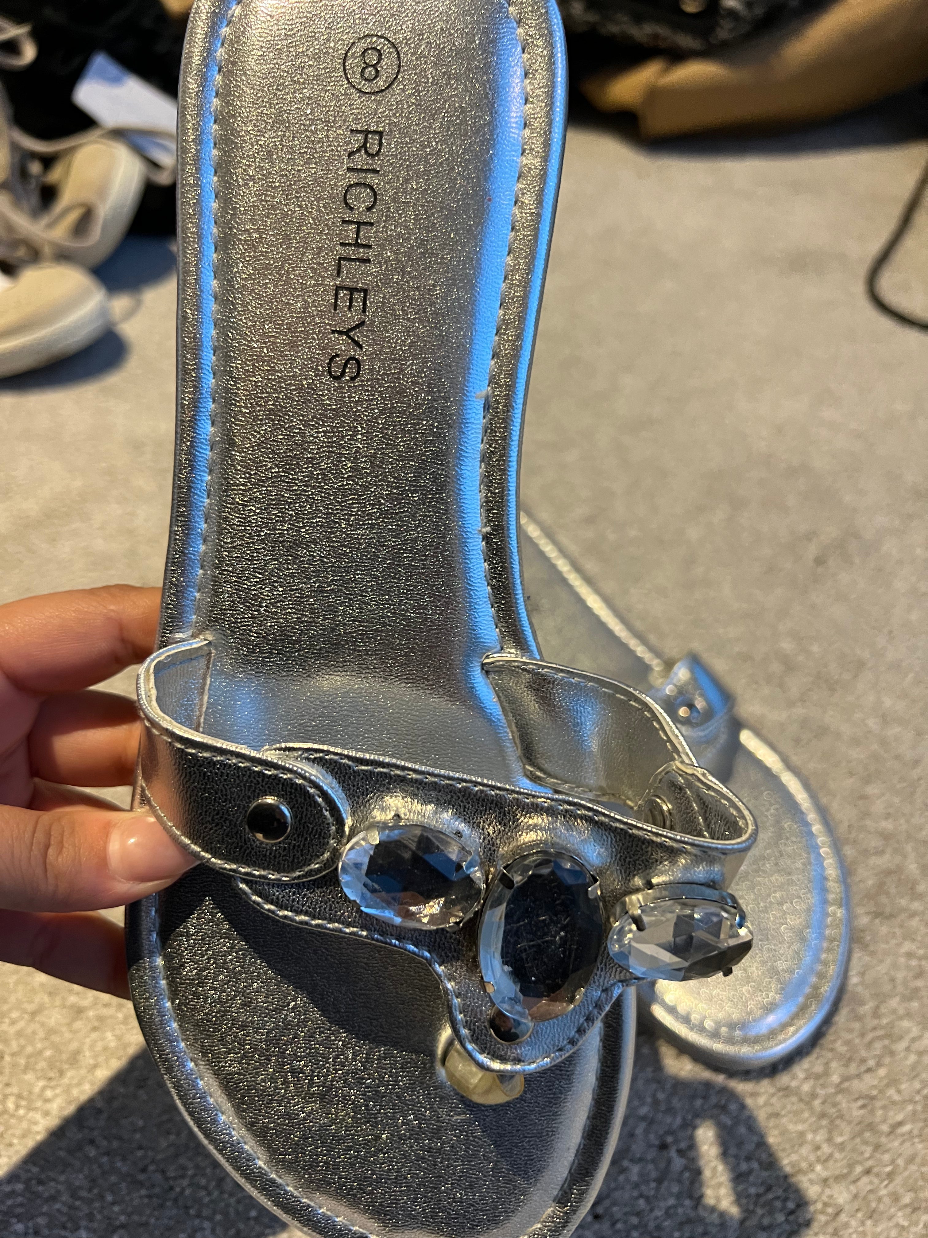 Silver jewel flip flops