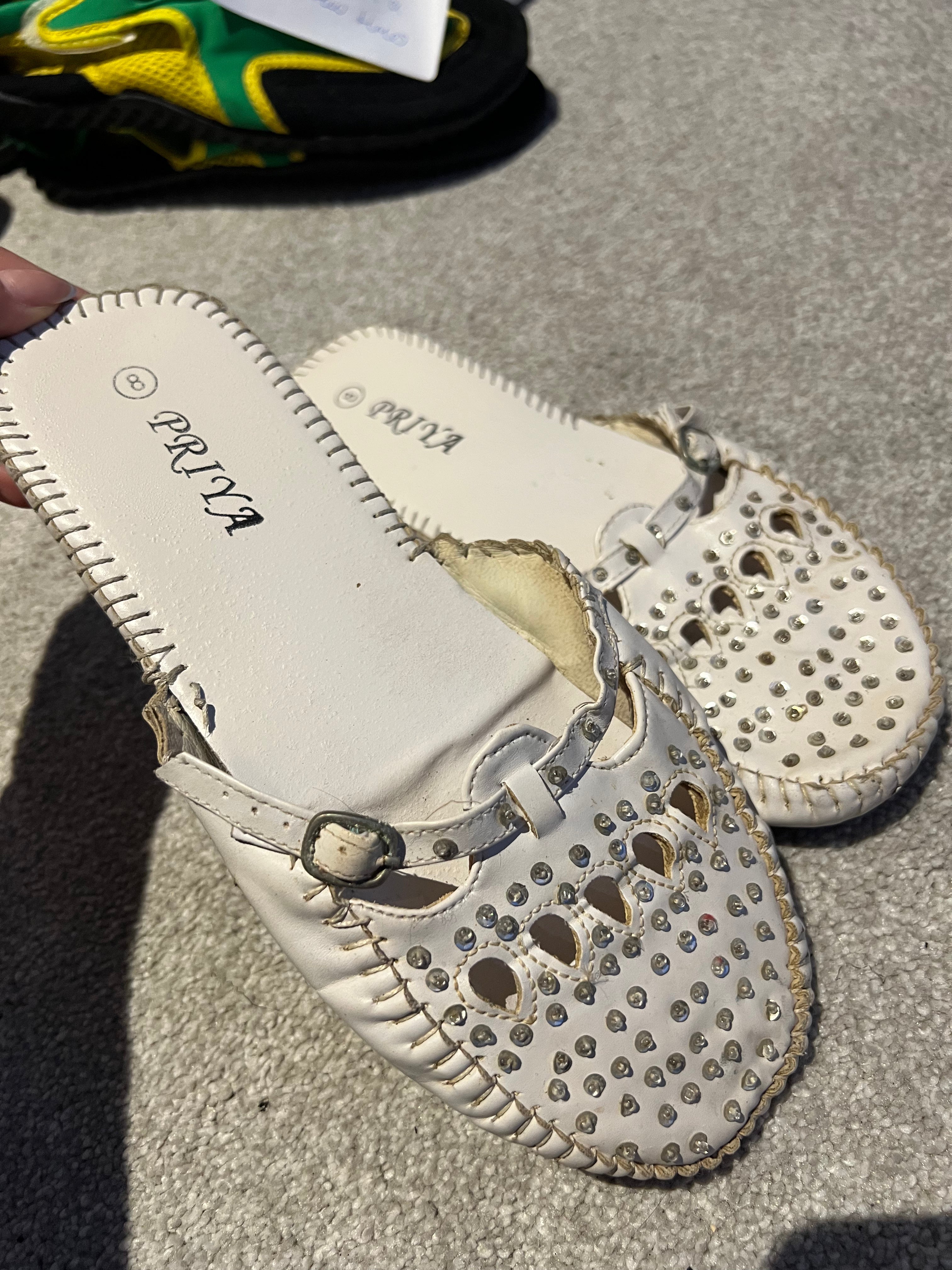 Cream diamonte flats