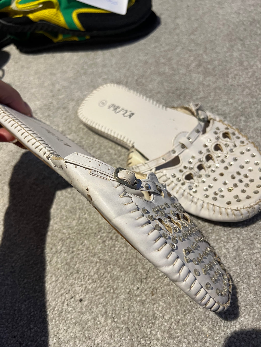 Cream diamonte flats