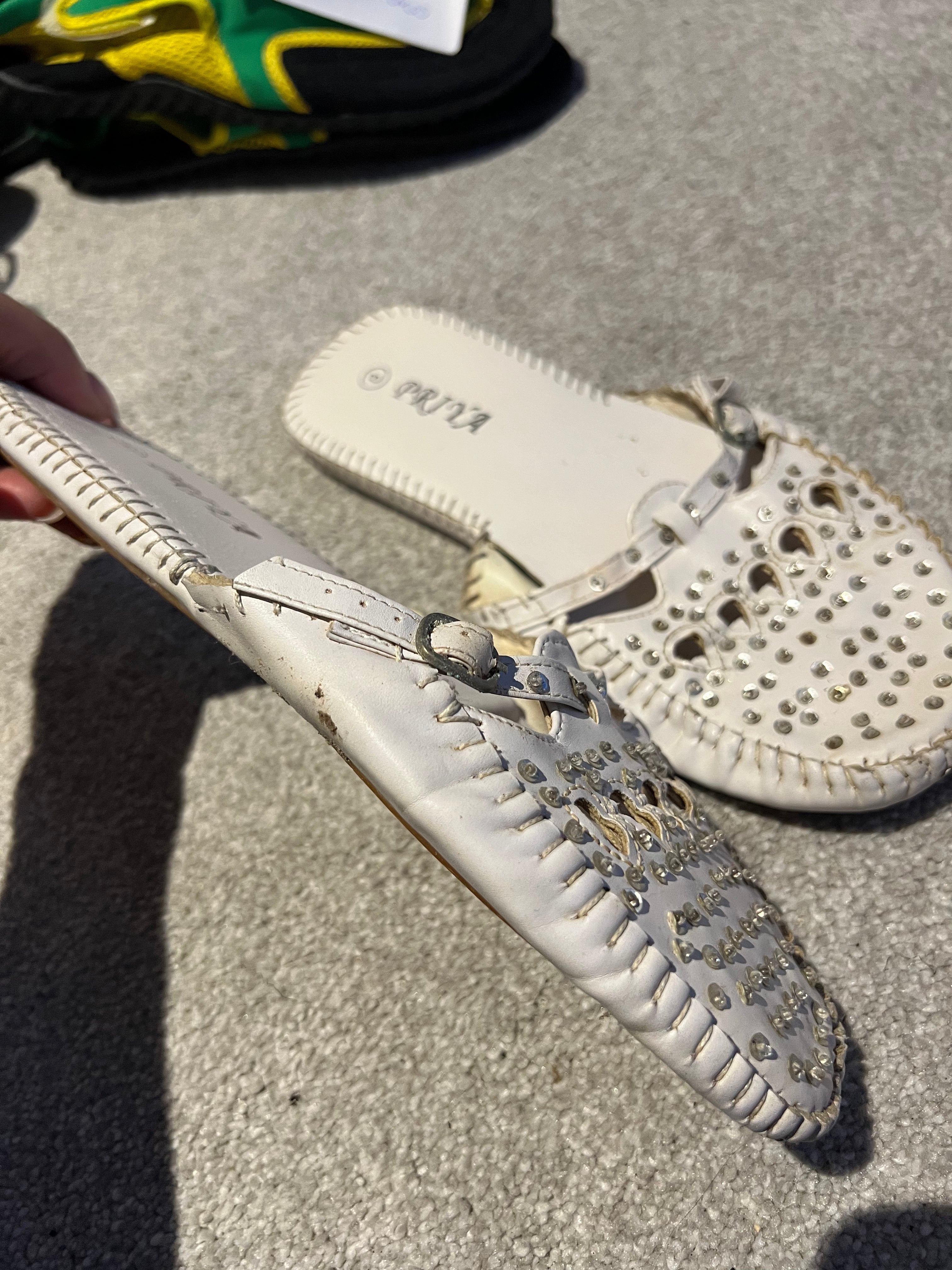 Cream diamonte flats