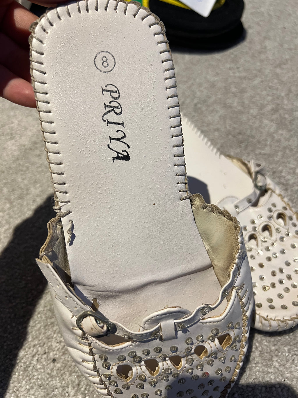 Cream diamonte flats