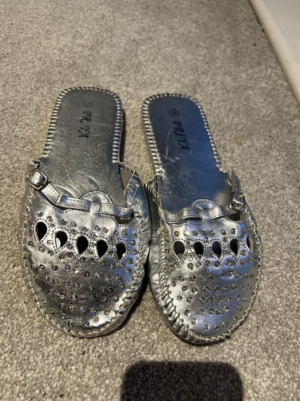 Silver diamonte flats