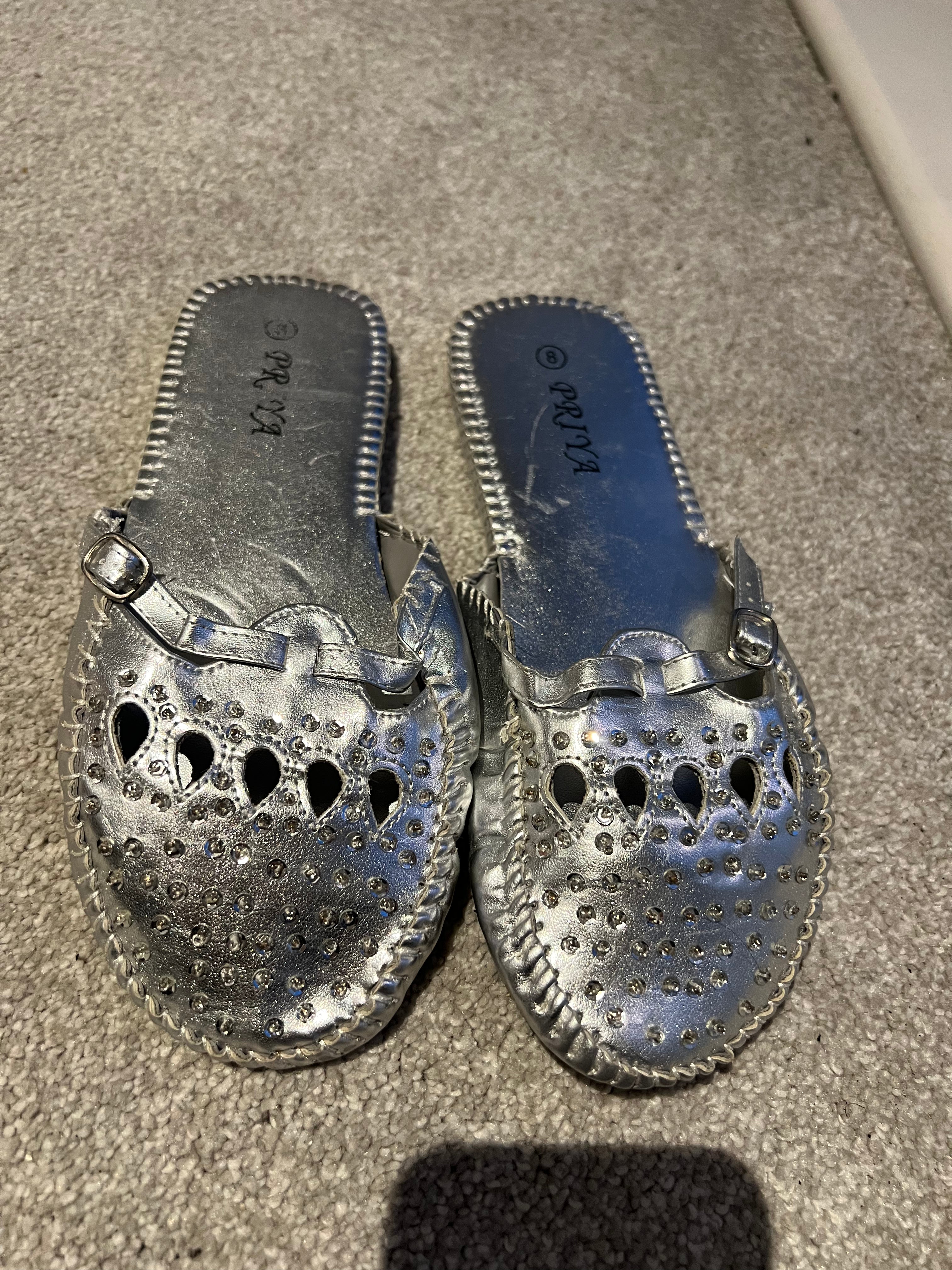 Silver diamonte flats