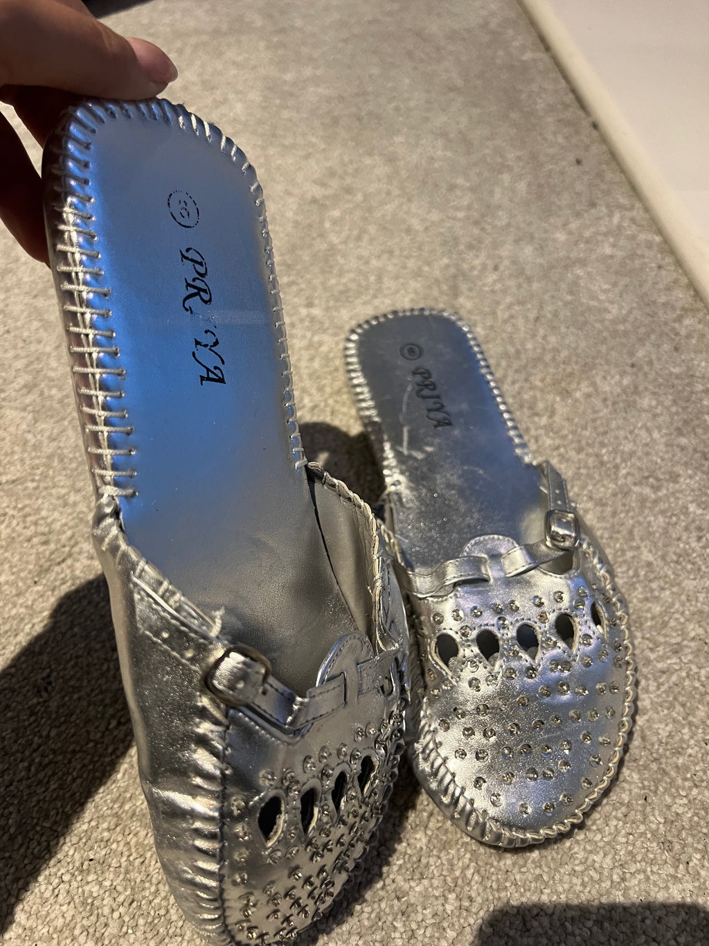 Silver diamonte flats
