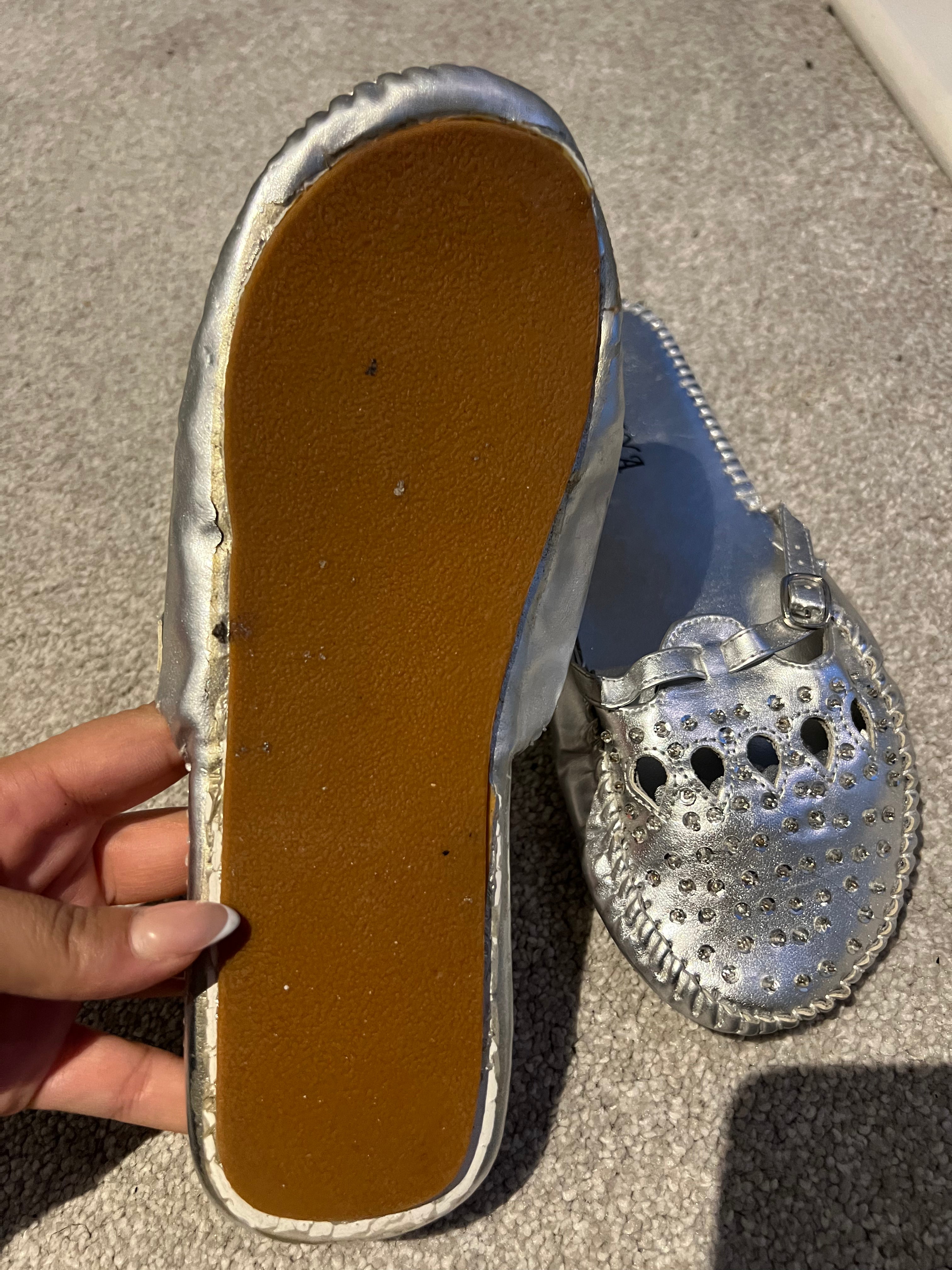 Silver diamonte flats