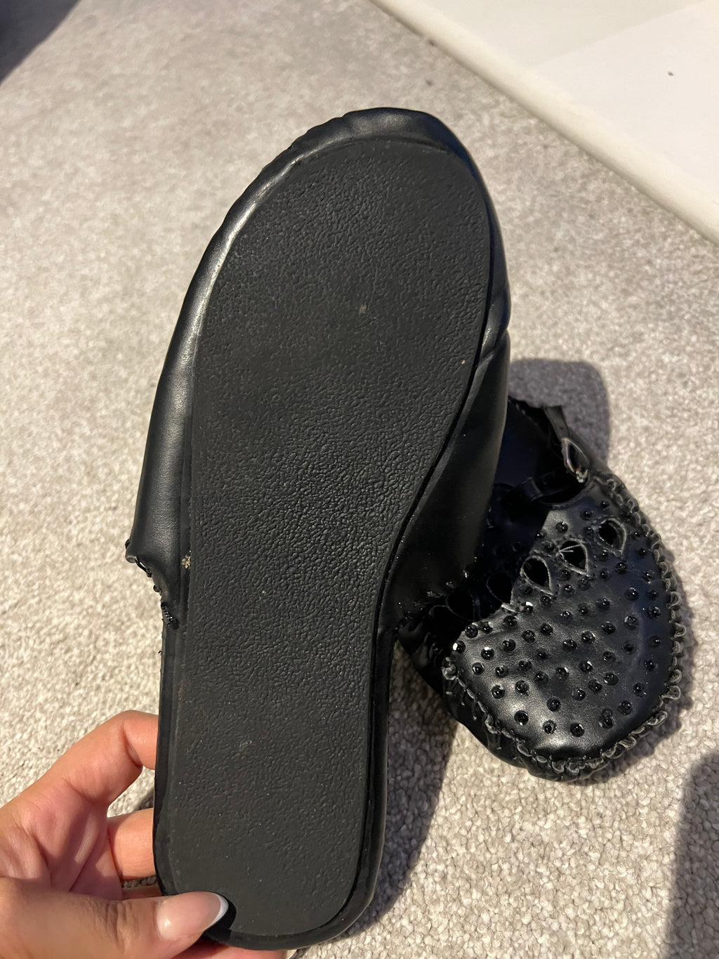 Black diamonte flats