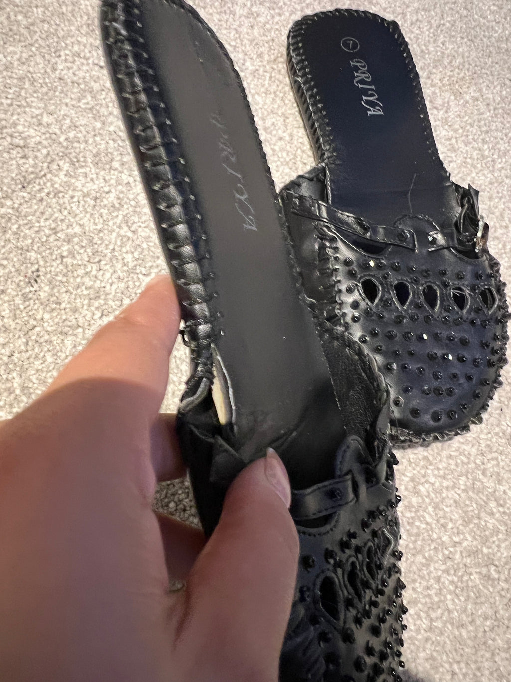 Black diamonte flats