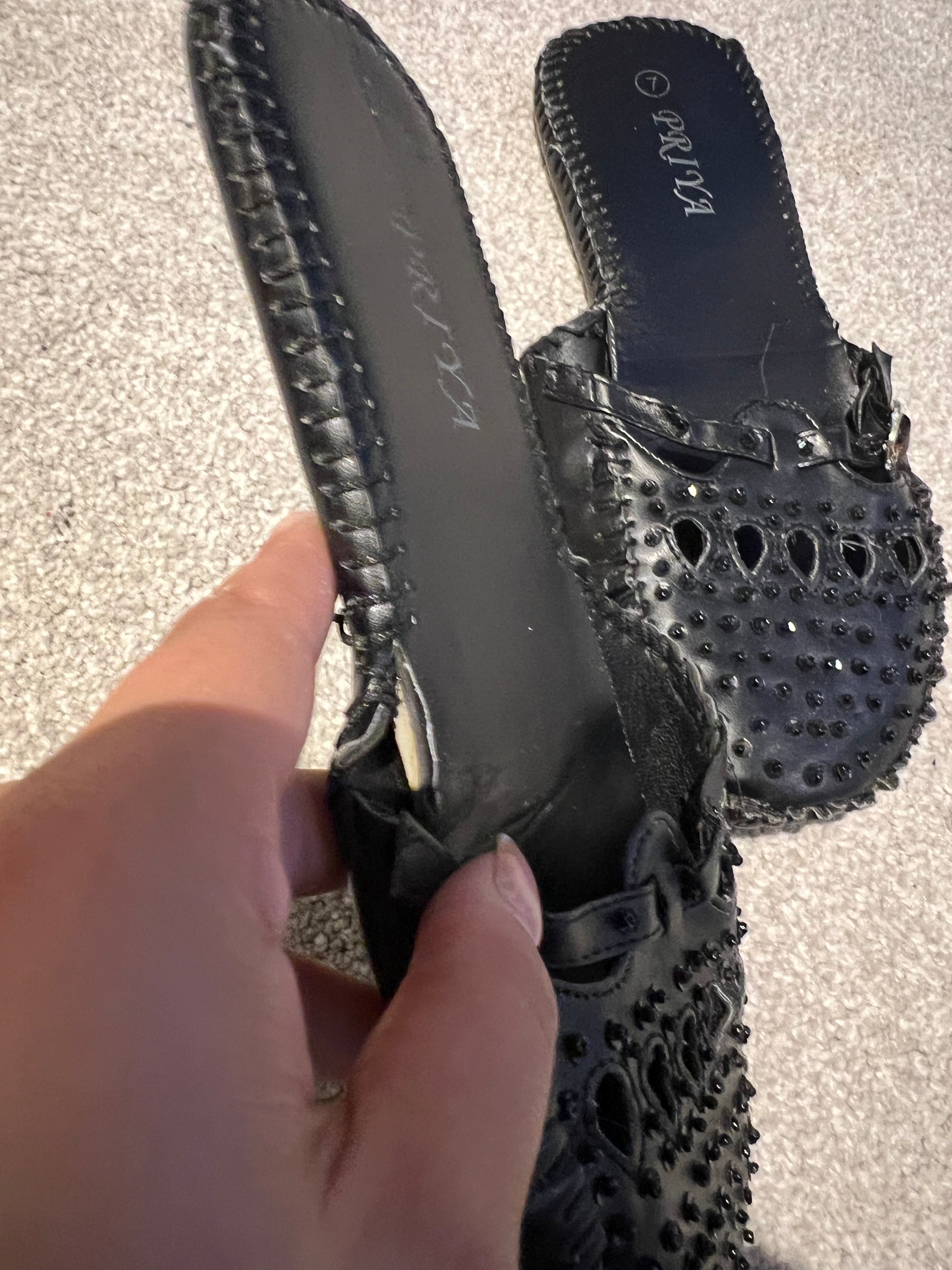 Black diamonte flats