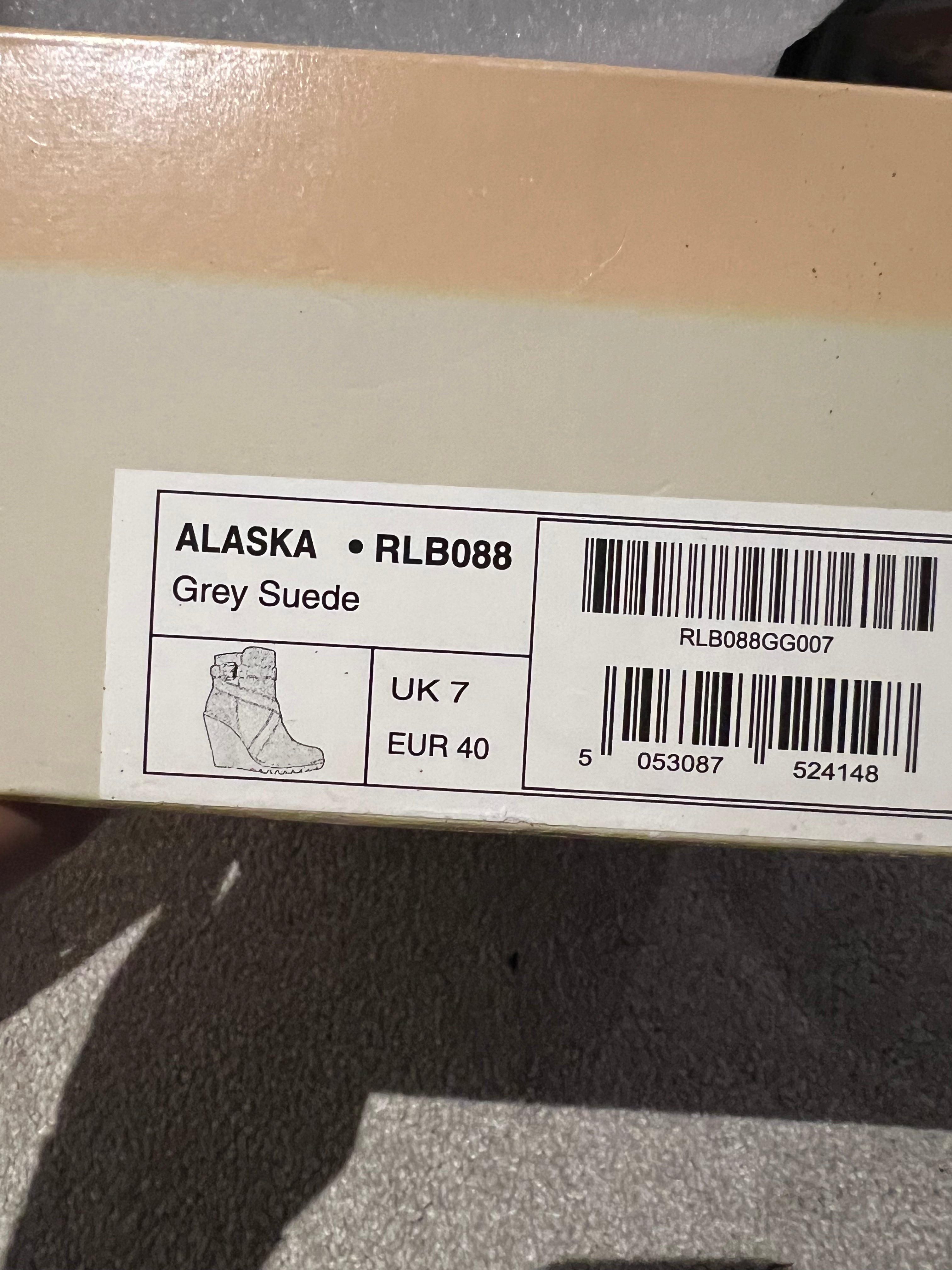 Grey wedge boots