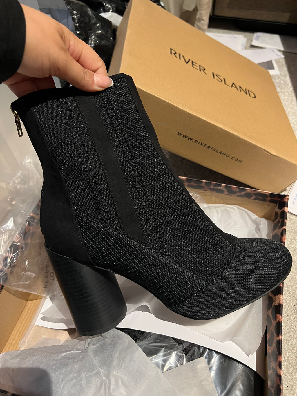Black ankle boot heels