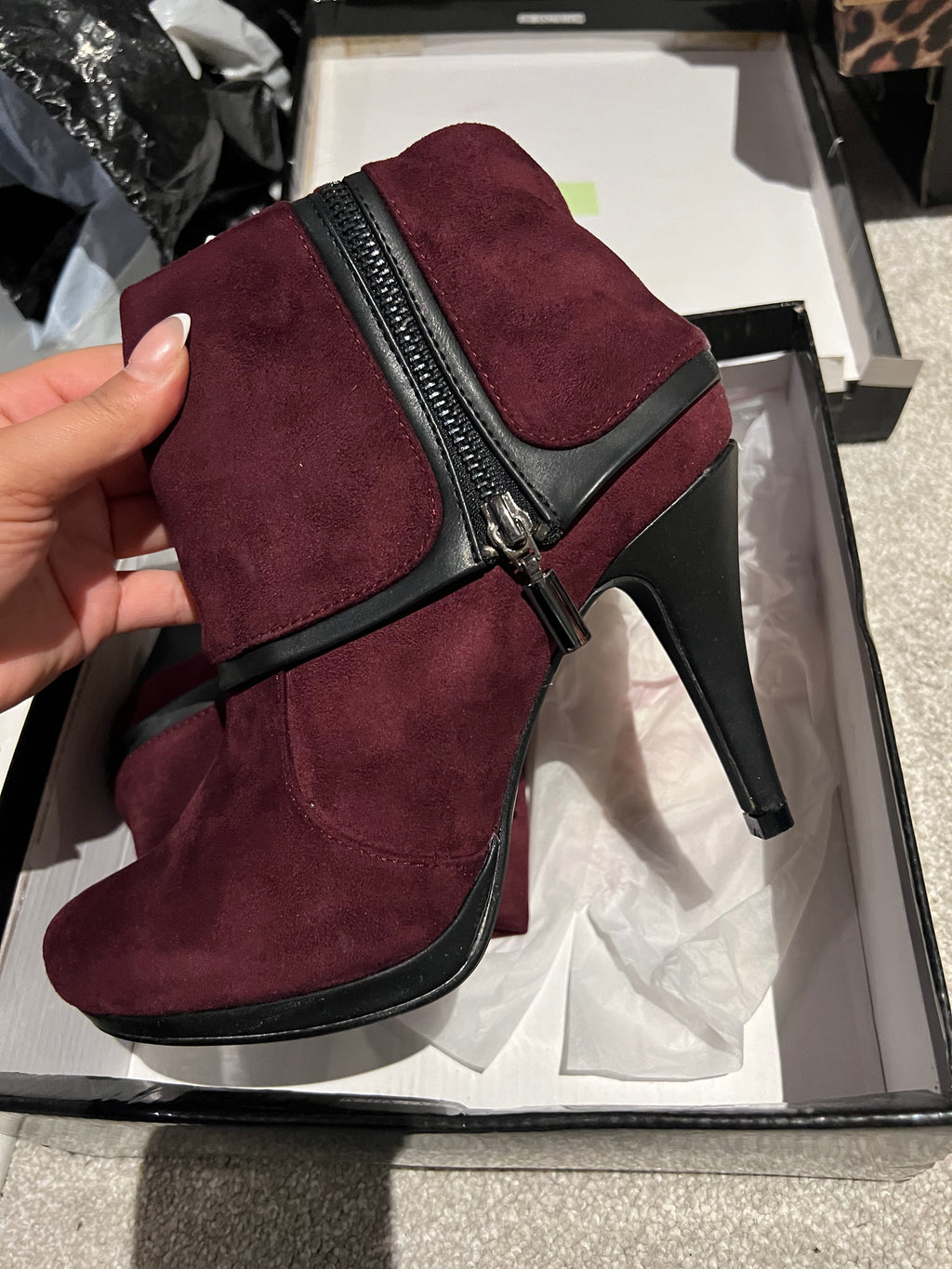 Burgundy ankle boot heels