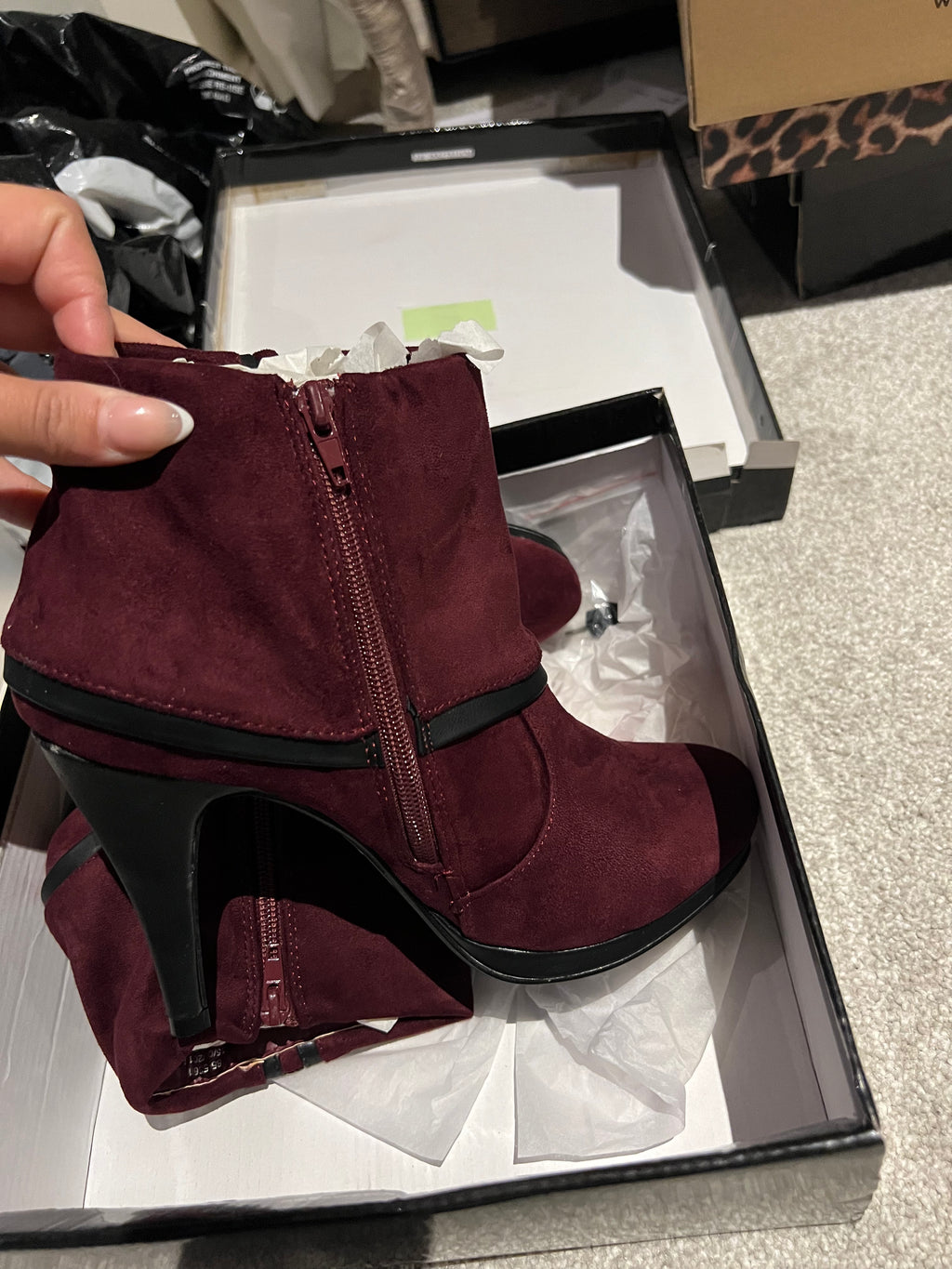 Burgundy ankle boot heels