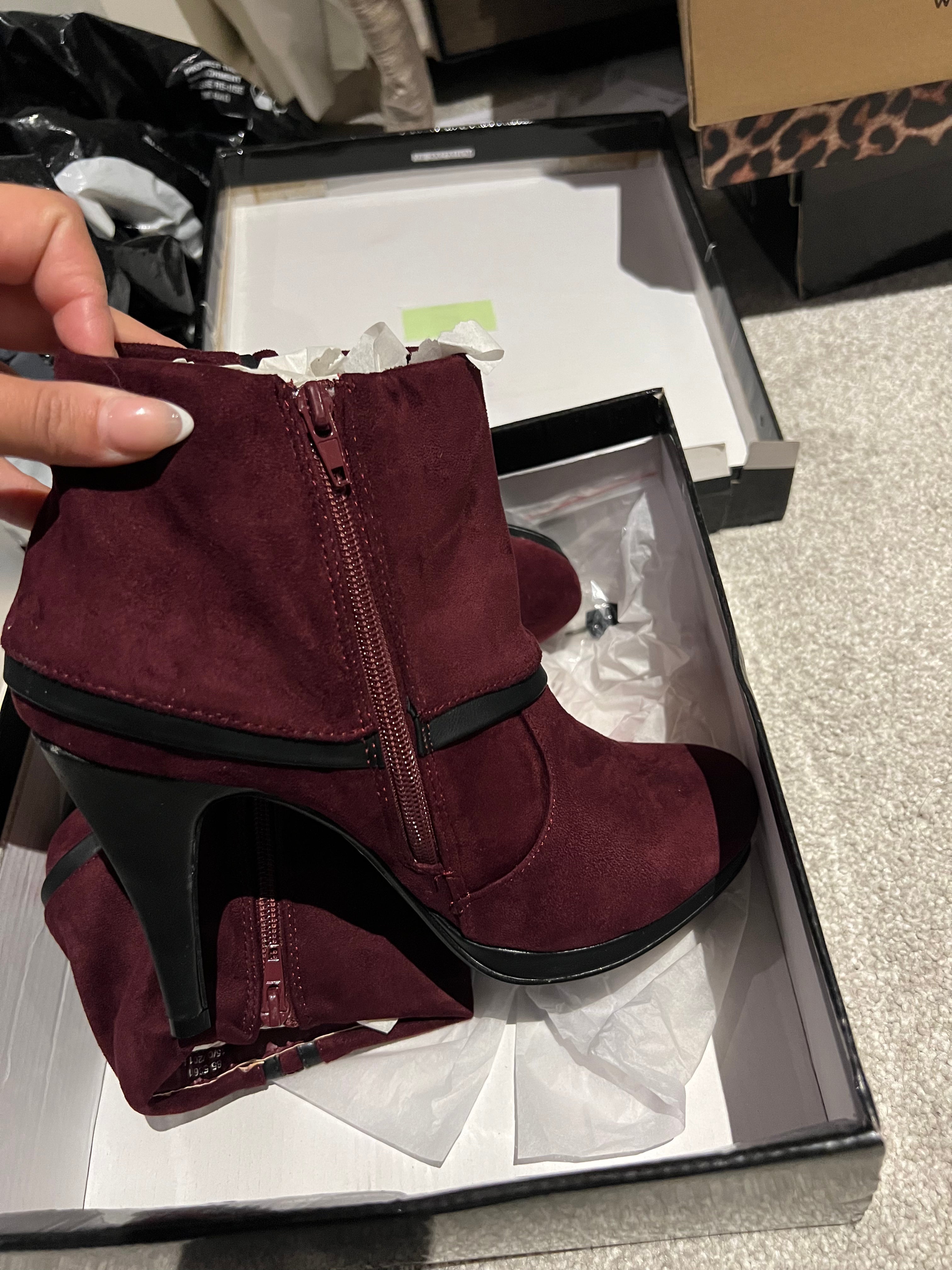 Burgundy ankle boot heels