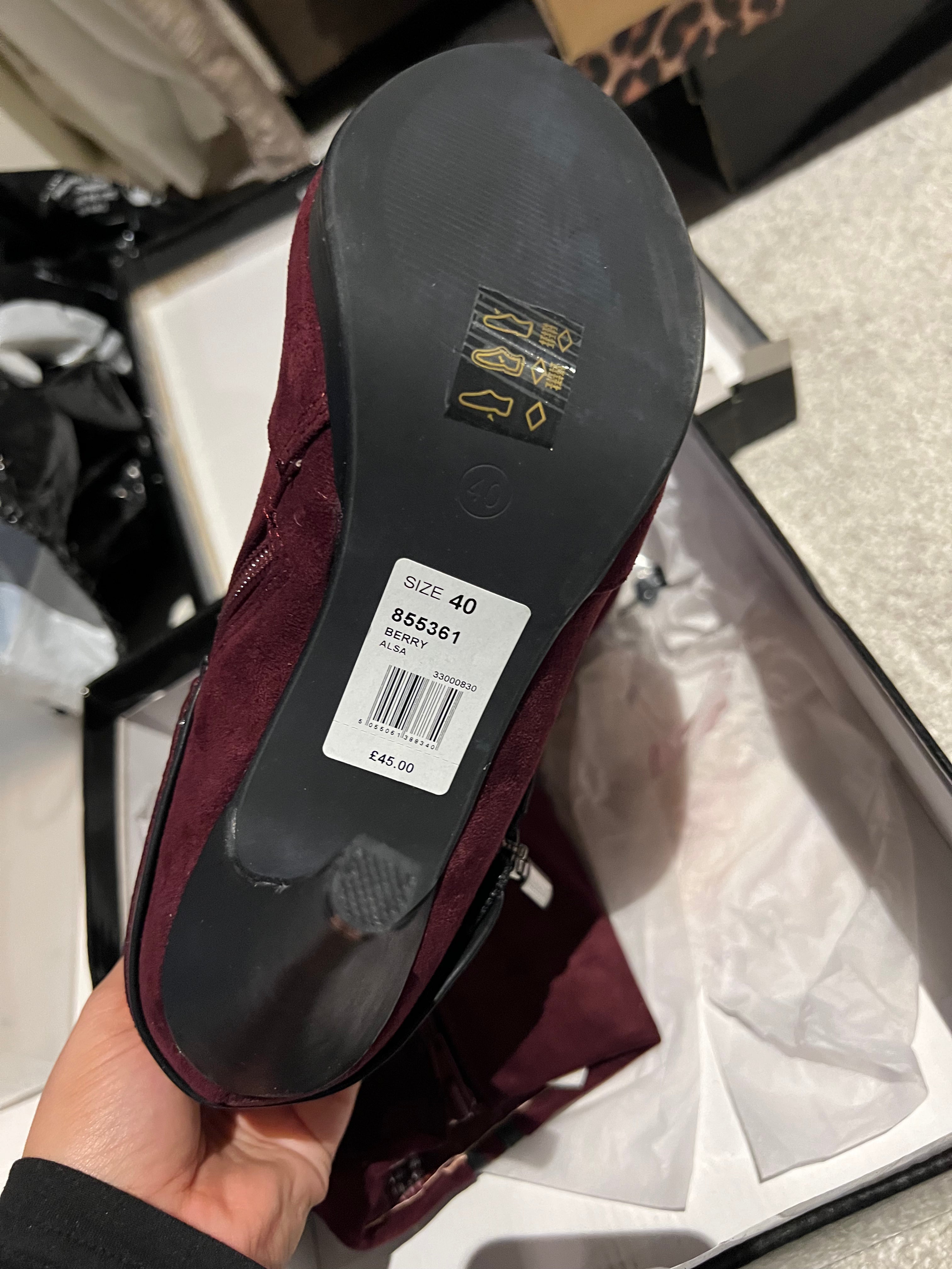 Burgundy ankle boot heels