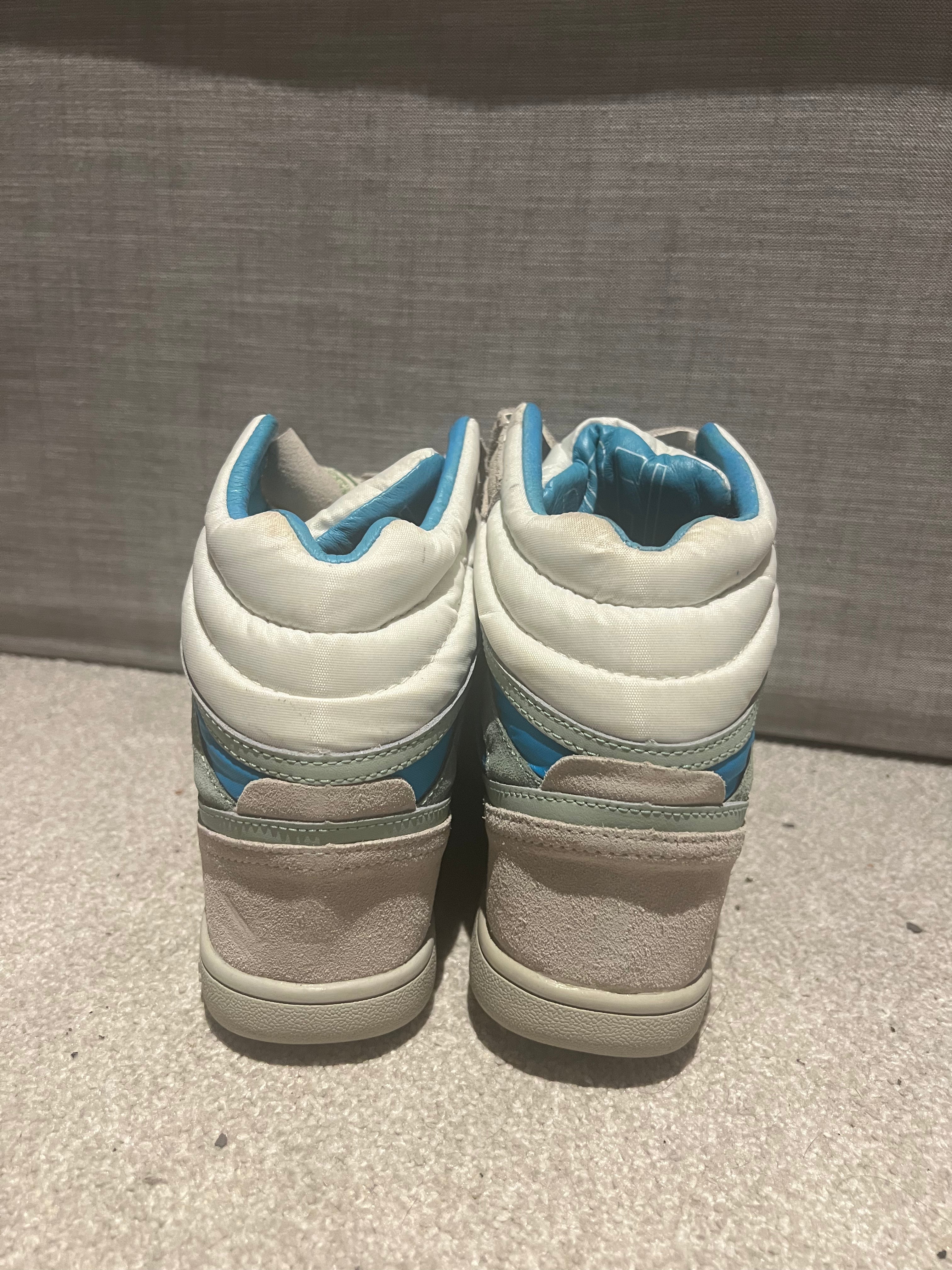 Cream/blue Diesel wedges